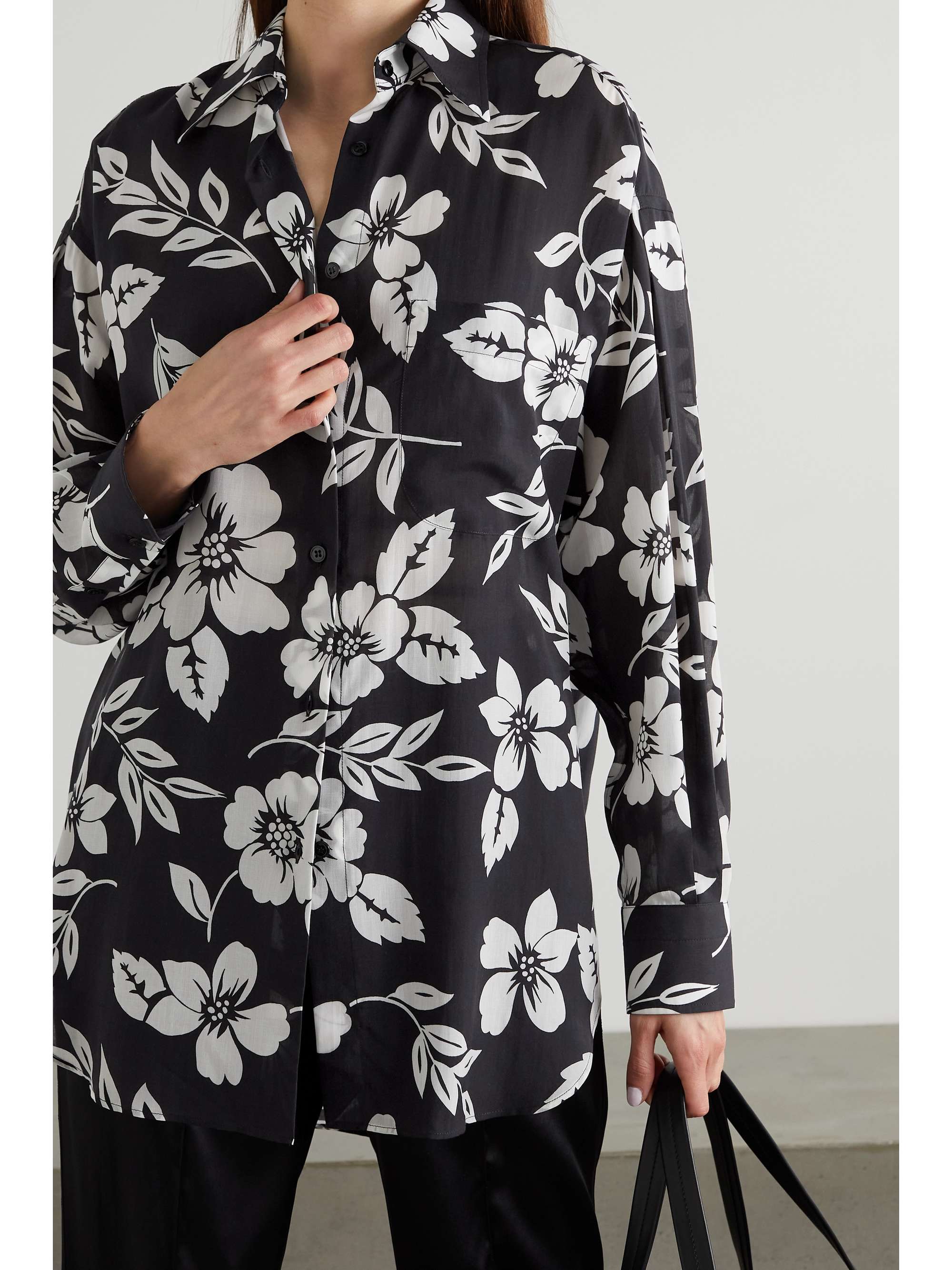 Oversized floral-print Lyocell shirt 