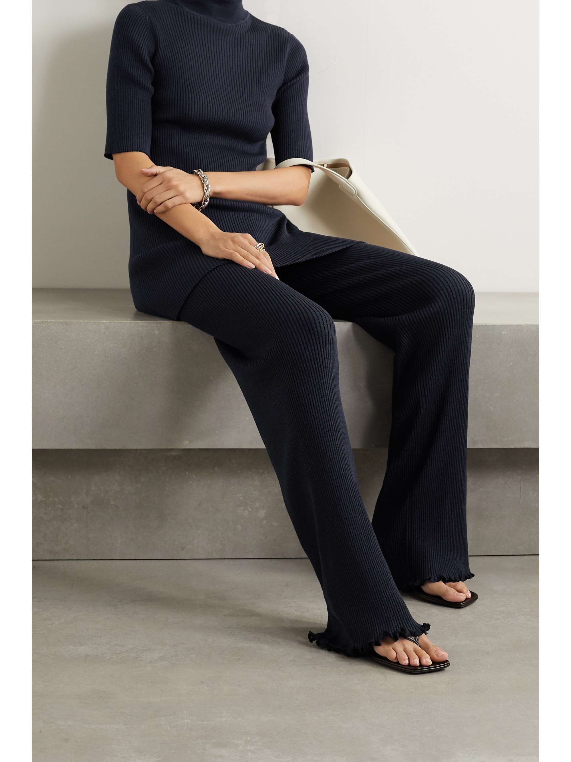 THE ROW Cassiopea ribbed silk and cotton-blend top