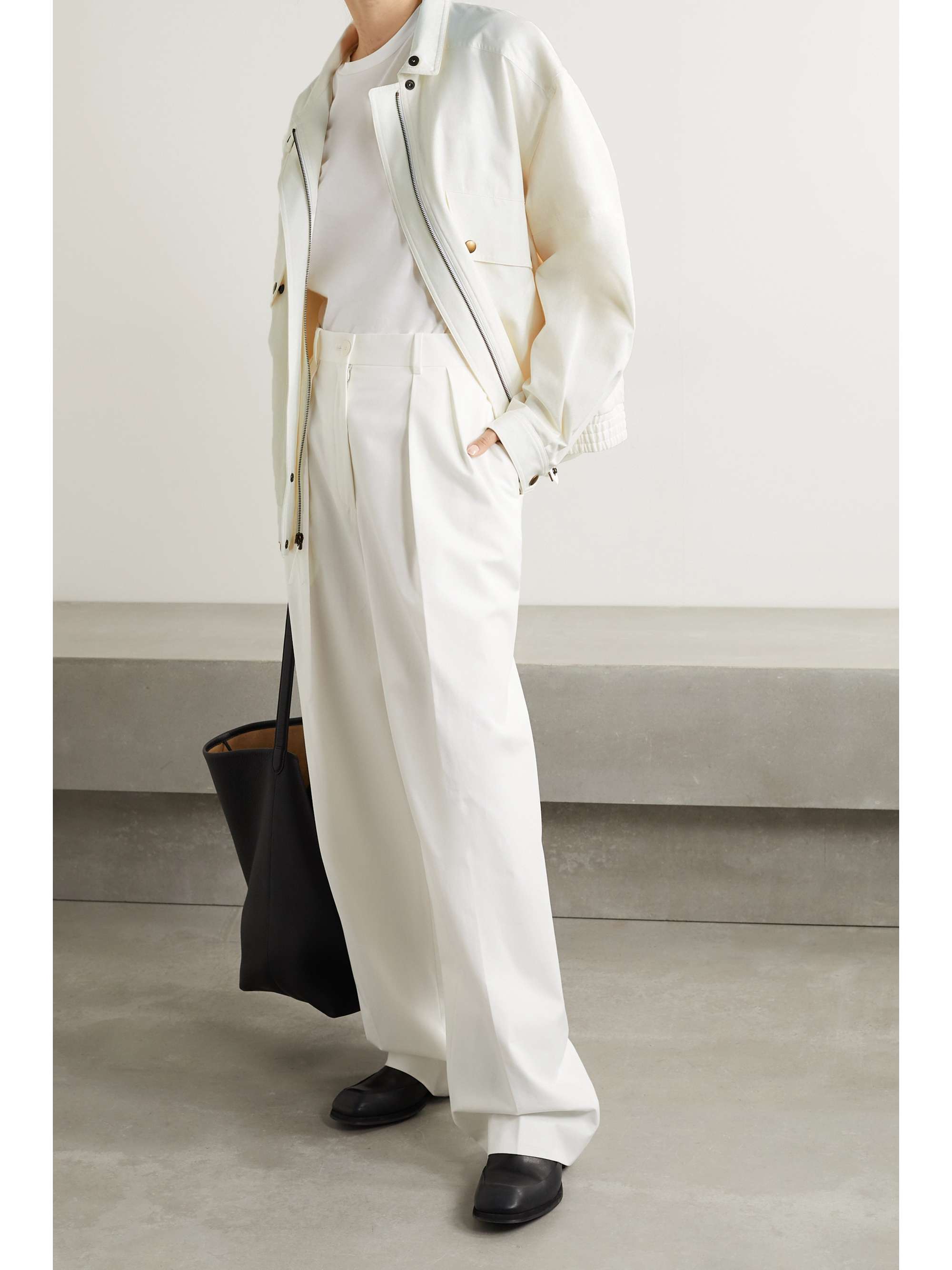 white cotton bomber jacket