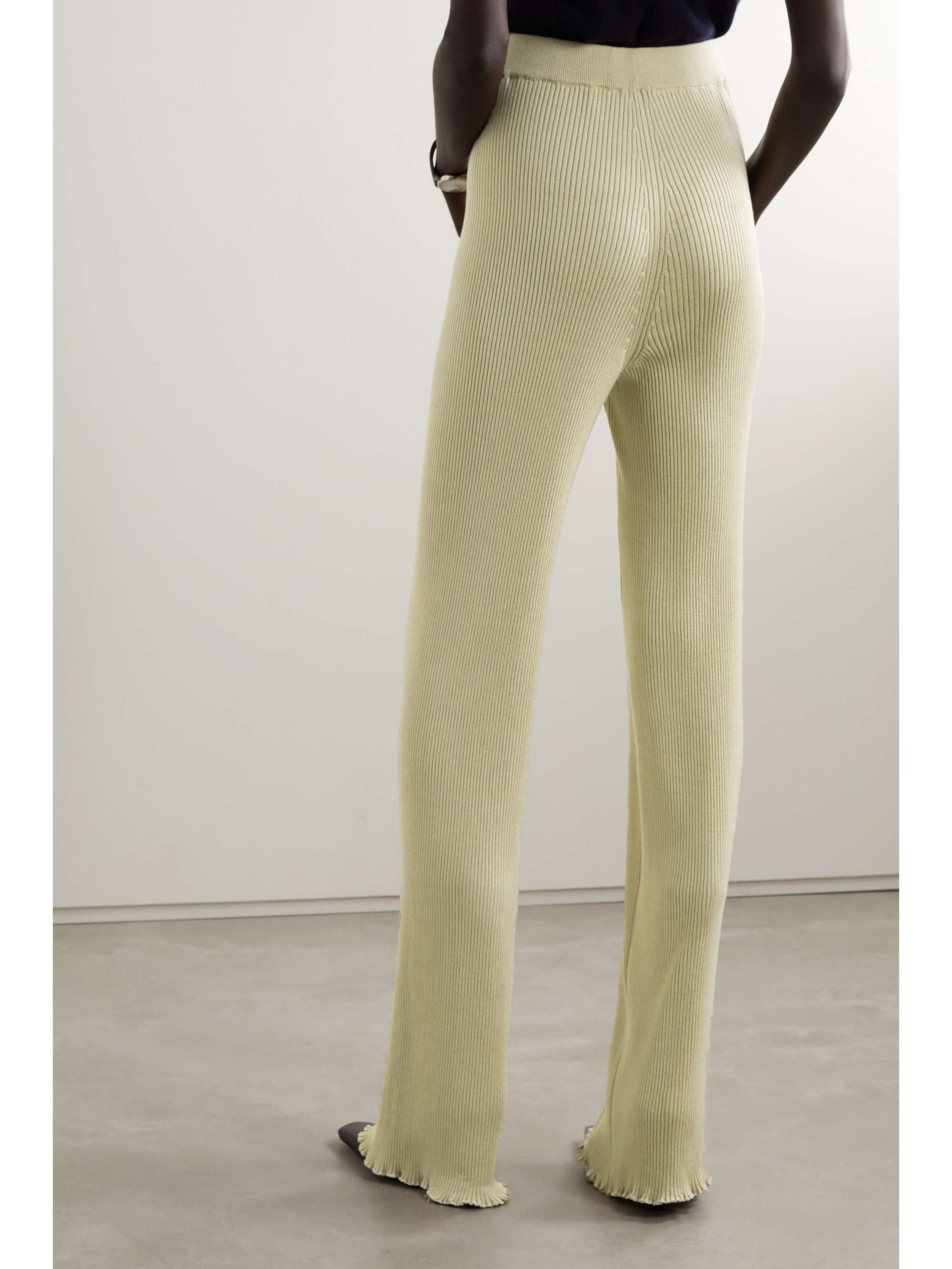 THE ROW Carmine ribbed silk and cotton-blend straight-leg pants