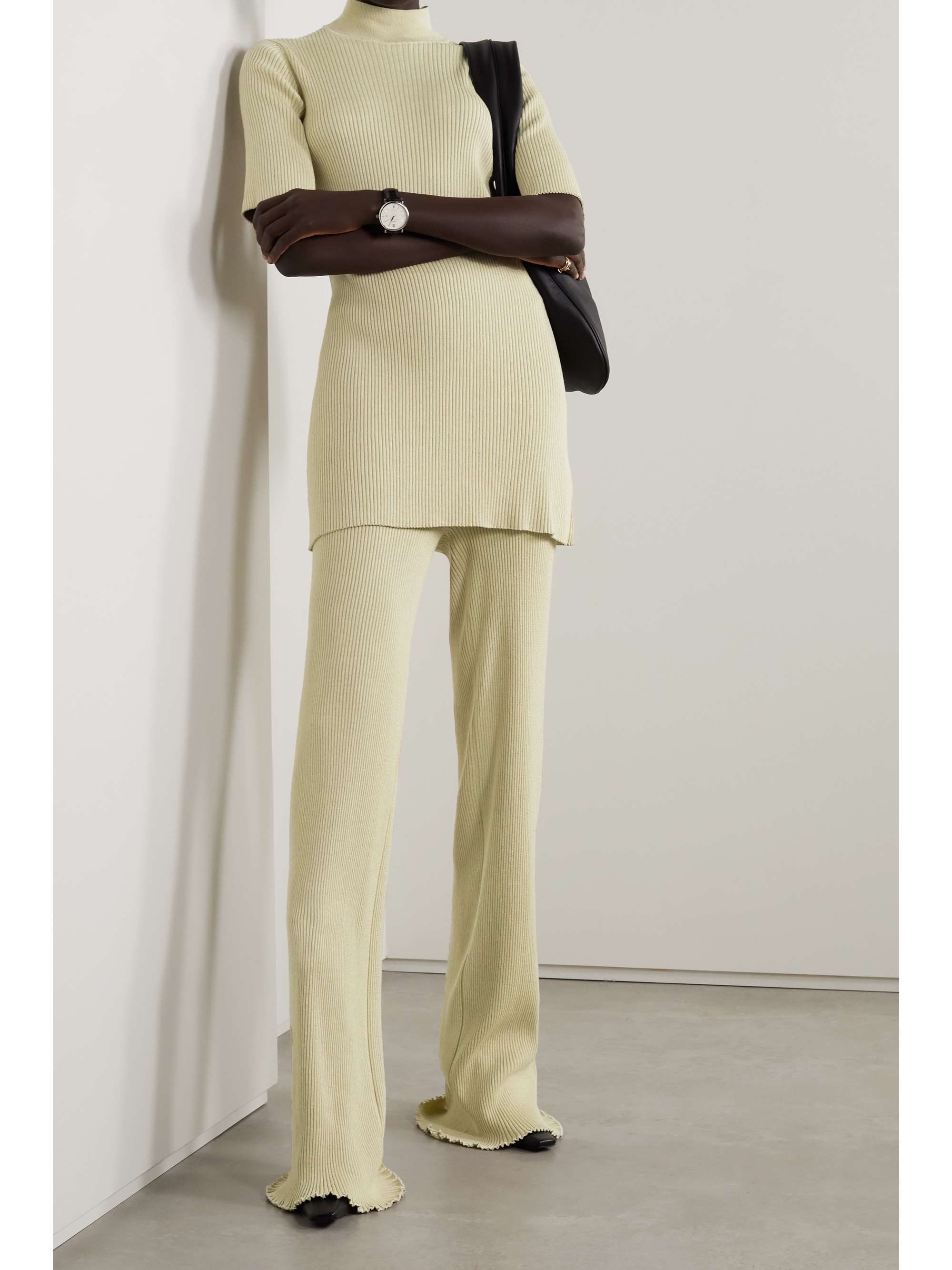 THE ROW Carmine ribbed silk and cotton-blend straight-leg pants | NET-A ...