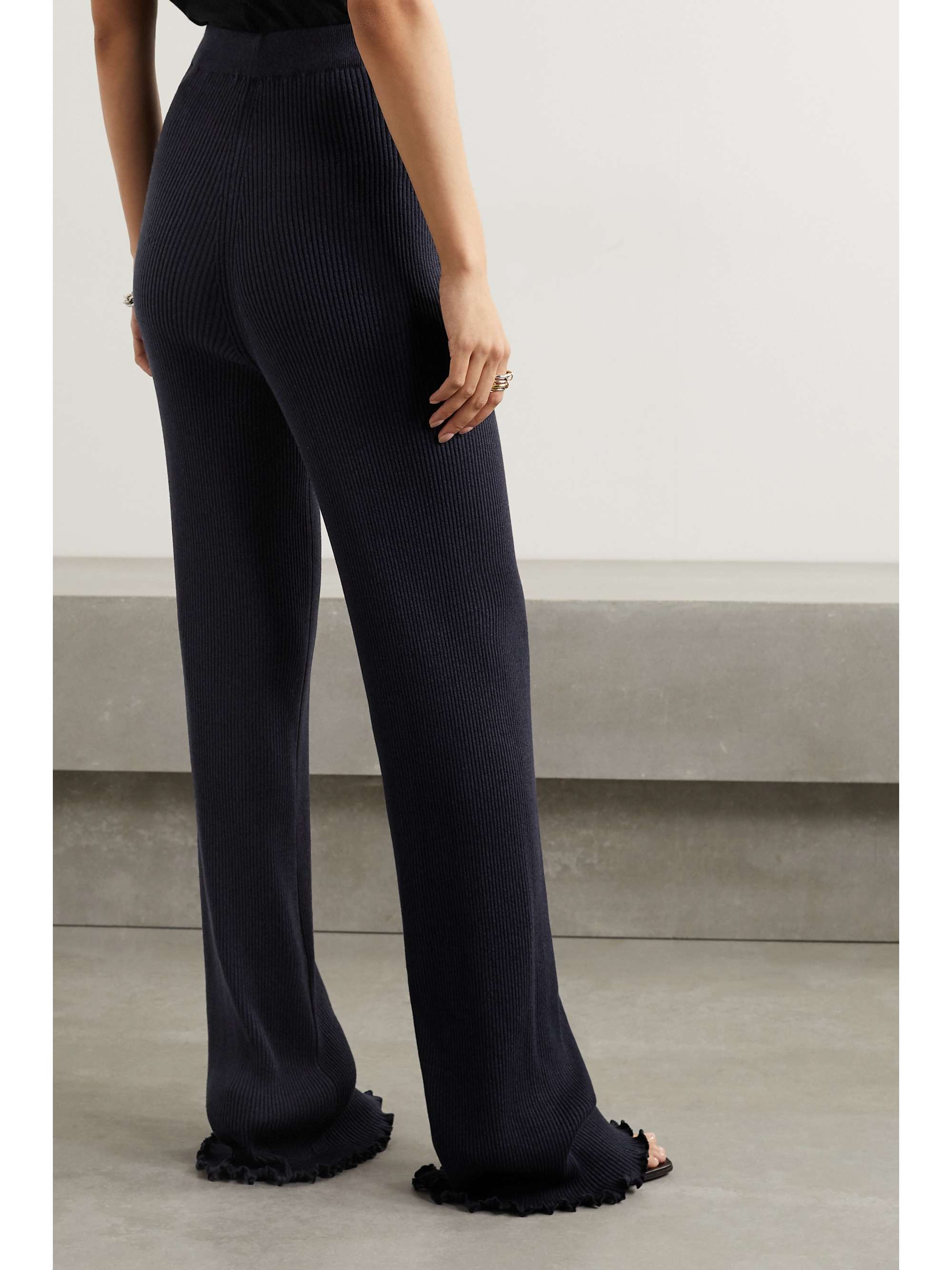THE ROW Carmine ribbed silk and cotton-blend straight-leg pants