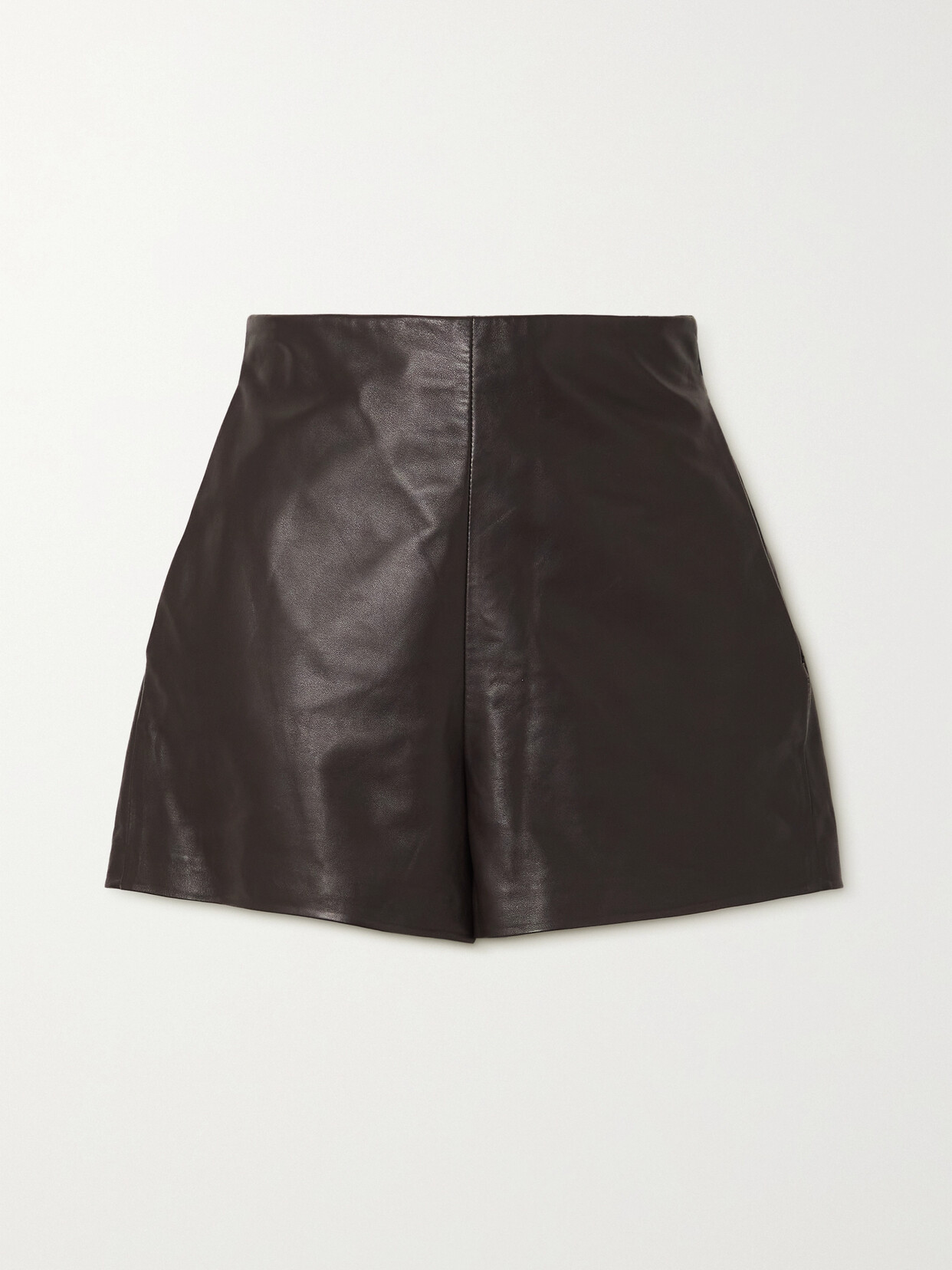 Shop Valentino Leather Shorts In Brown