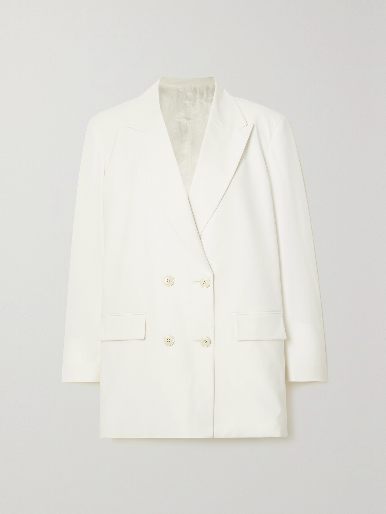 Valentino Oversized Double-breasted Twill Blazer In White