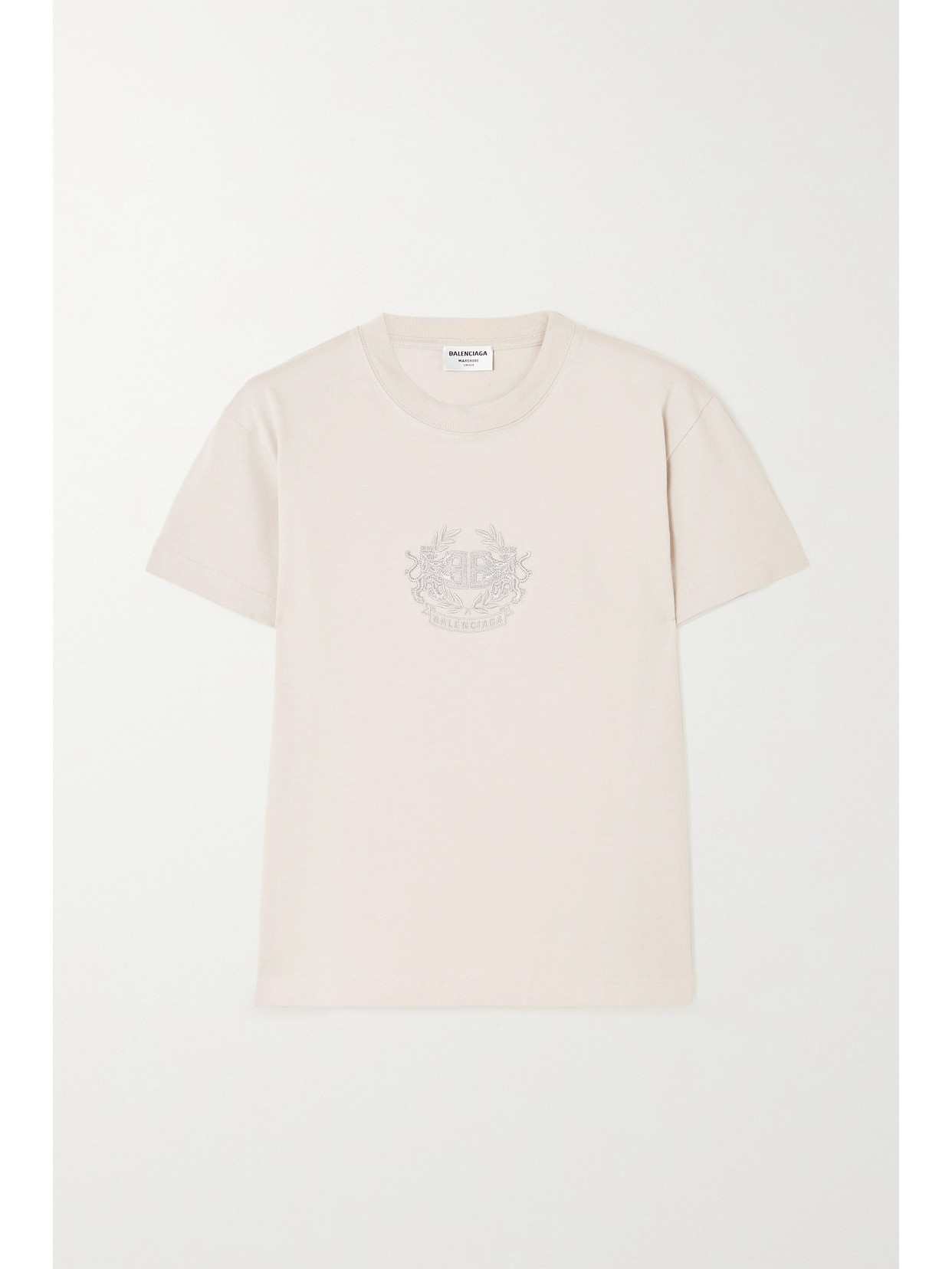 BALENCIAGA LION'S LAUREL EMBROIDERED COTTON-JERSEY T-SHIRT