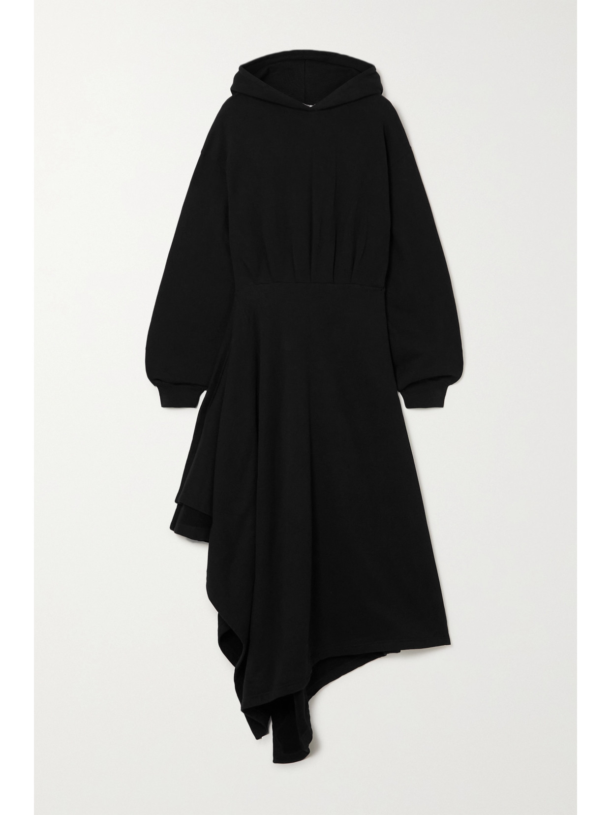 BALENCIAGA HOODED ASYMMETRIC COTTON-JERSEY WRAP DRESS