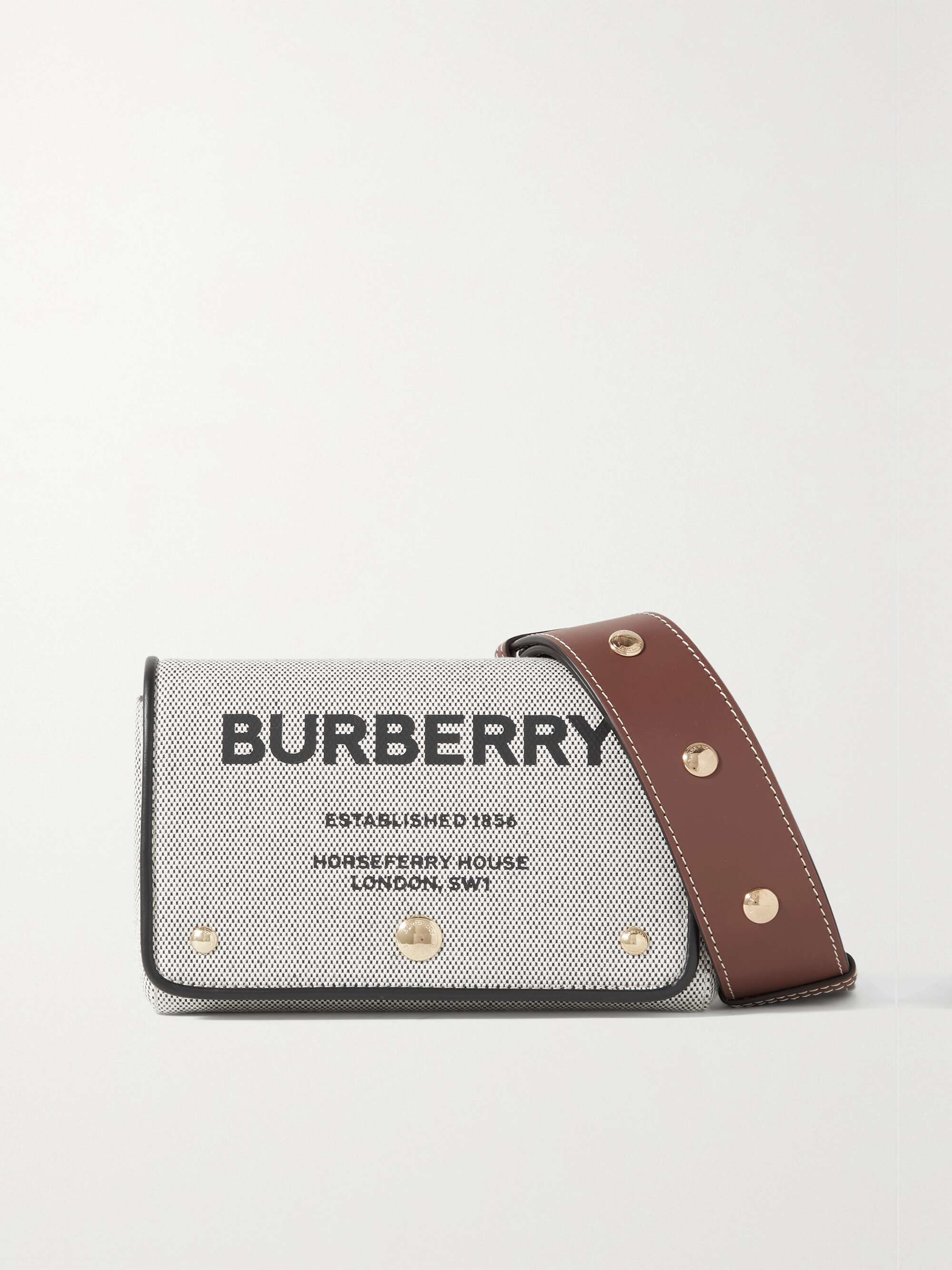 Burberry Mini Leather-trimmed Canvas Shoulder Bag