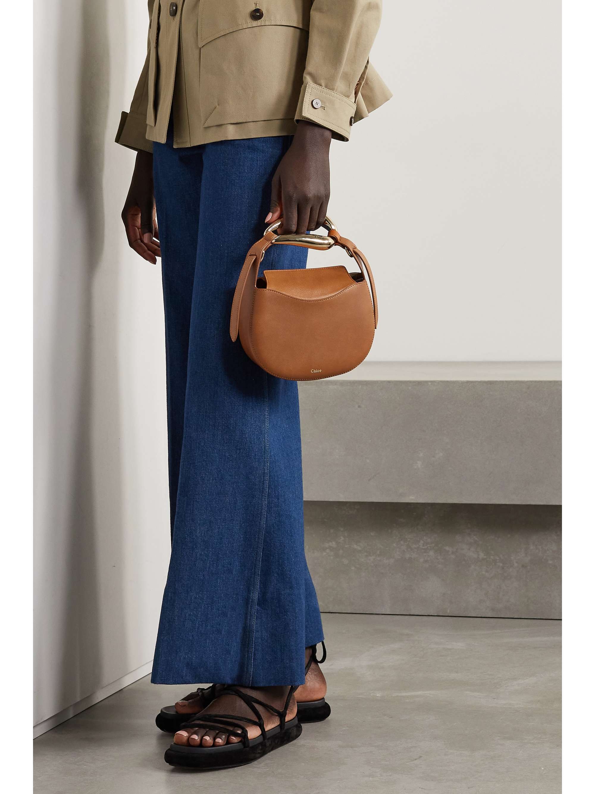 small brown leather tote