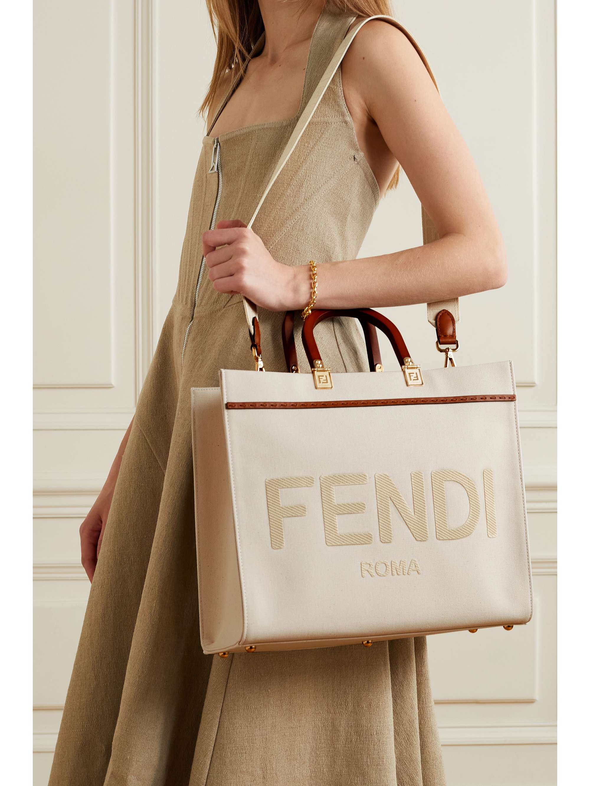 fendi canvas shoulder bag