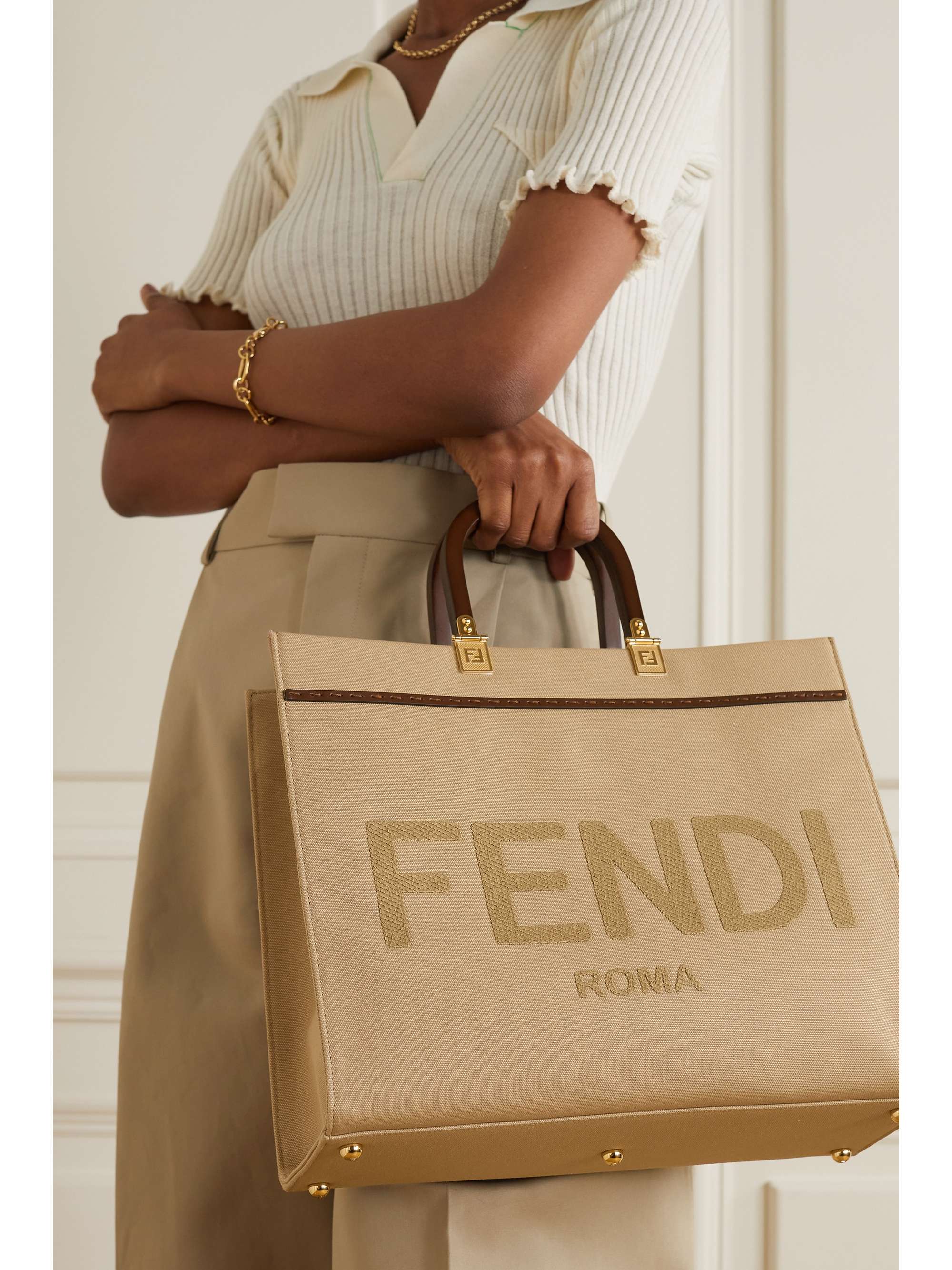 IetpShops Ireland - Brown 'Sunshine Medium' shopper bag Fendi