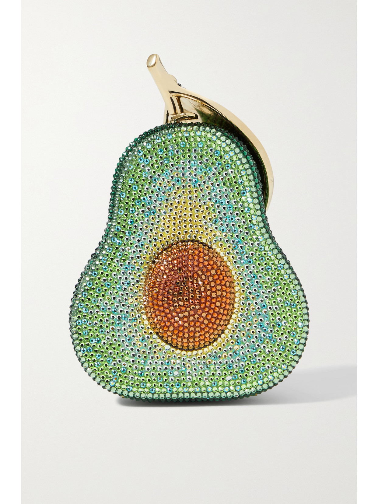 JUDITH LEIBER AVOCADO CRYSTAL-EMBELLISHED GOLD-TONE CLUTCH