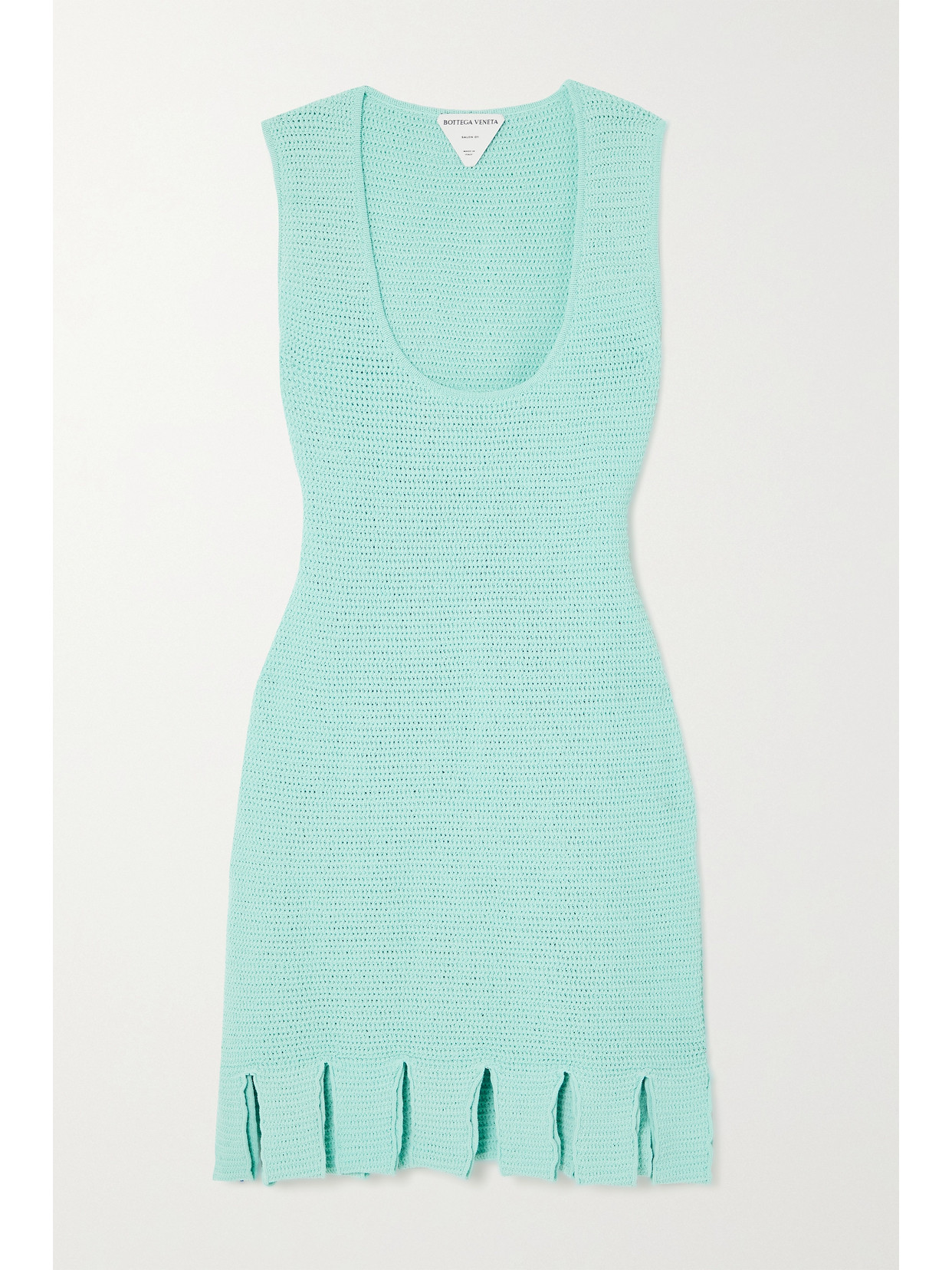 BOTTEGA VENETA OPEN-KNIT COTTON-BLEND MINI DRESS