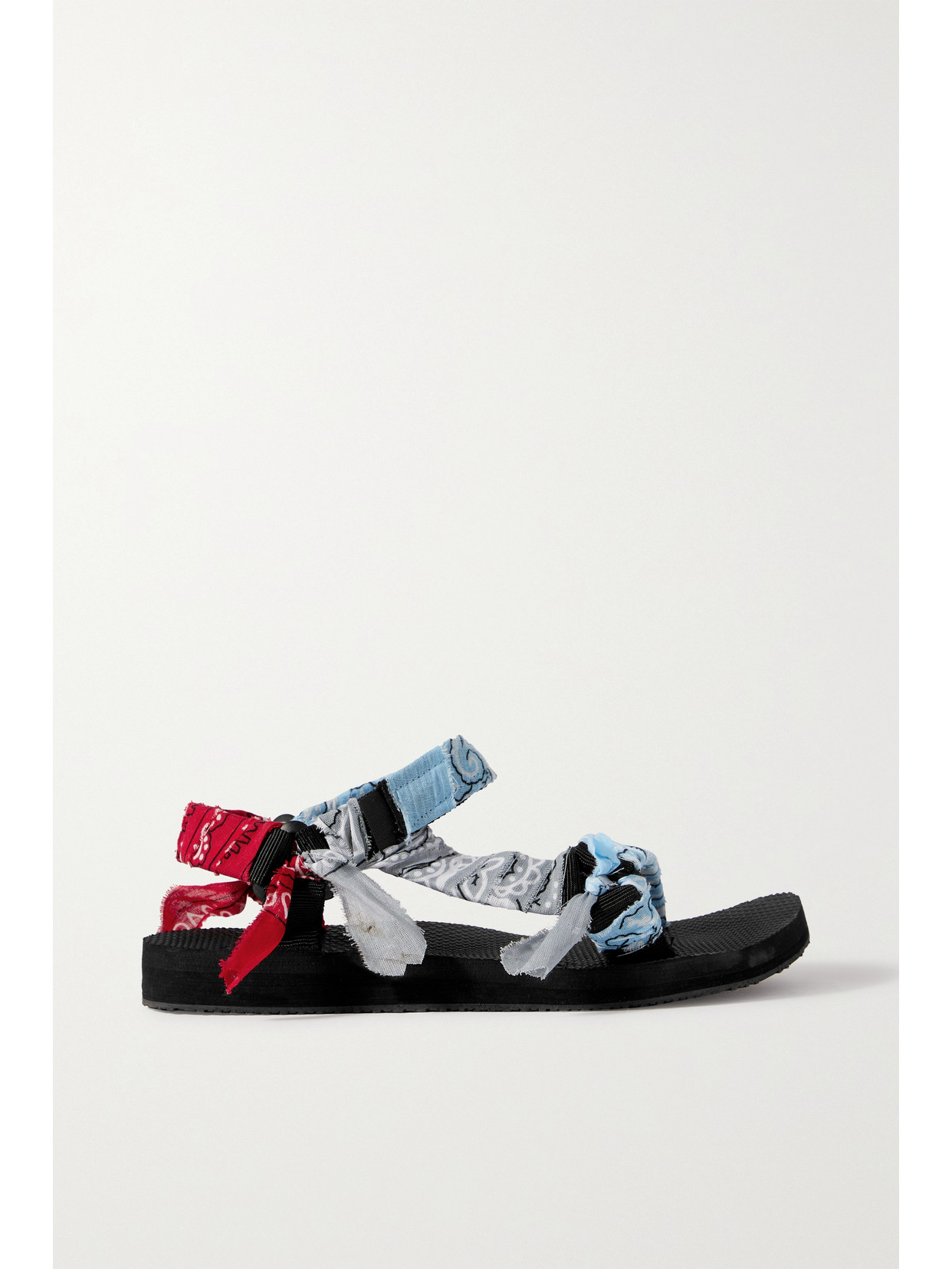 ARIZONA LOVE TREKKY PRINTED GAUZE-TRIMMED CANVAS PLATFORM SANDALS