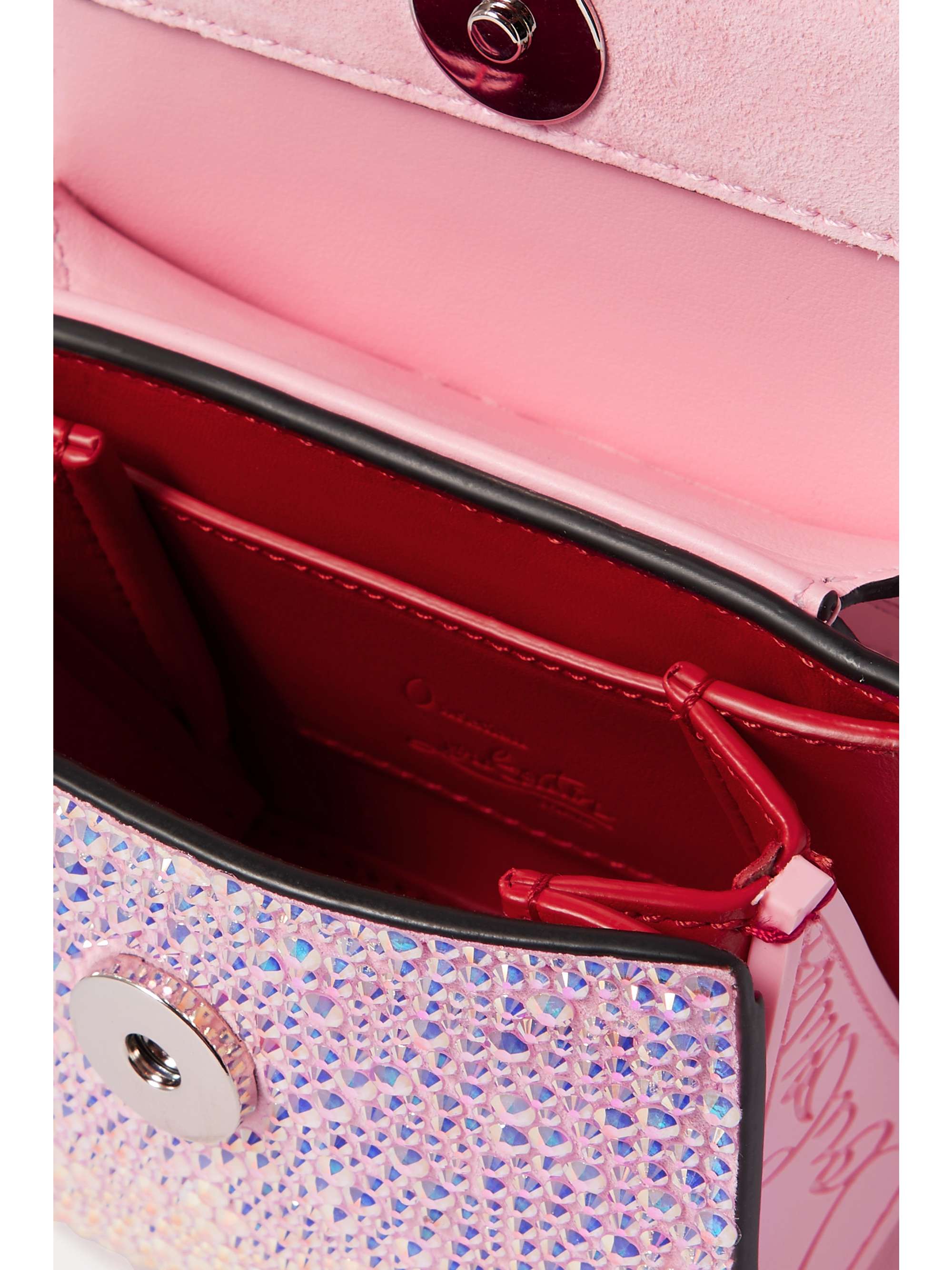 CHRISTIAN LOUBOUTIN Paloma Nano crystal-embellished suede, leather and  rubber shoulder bag