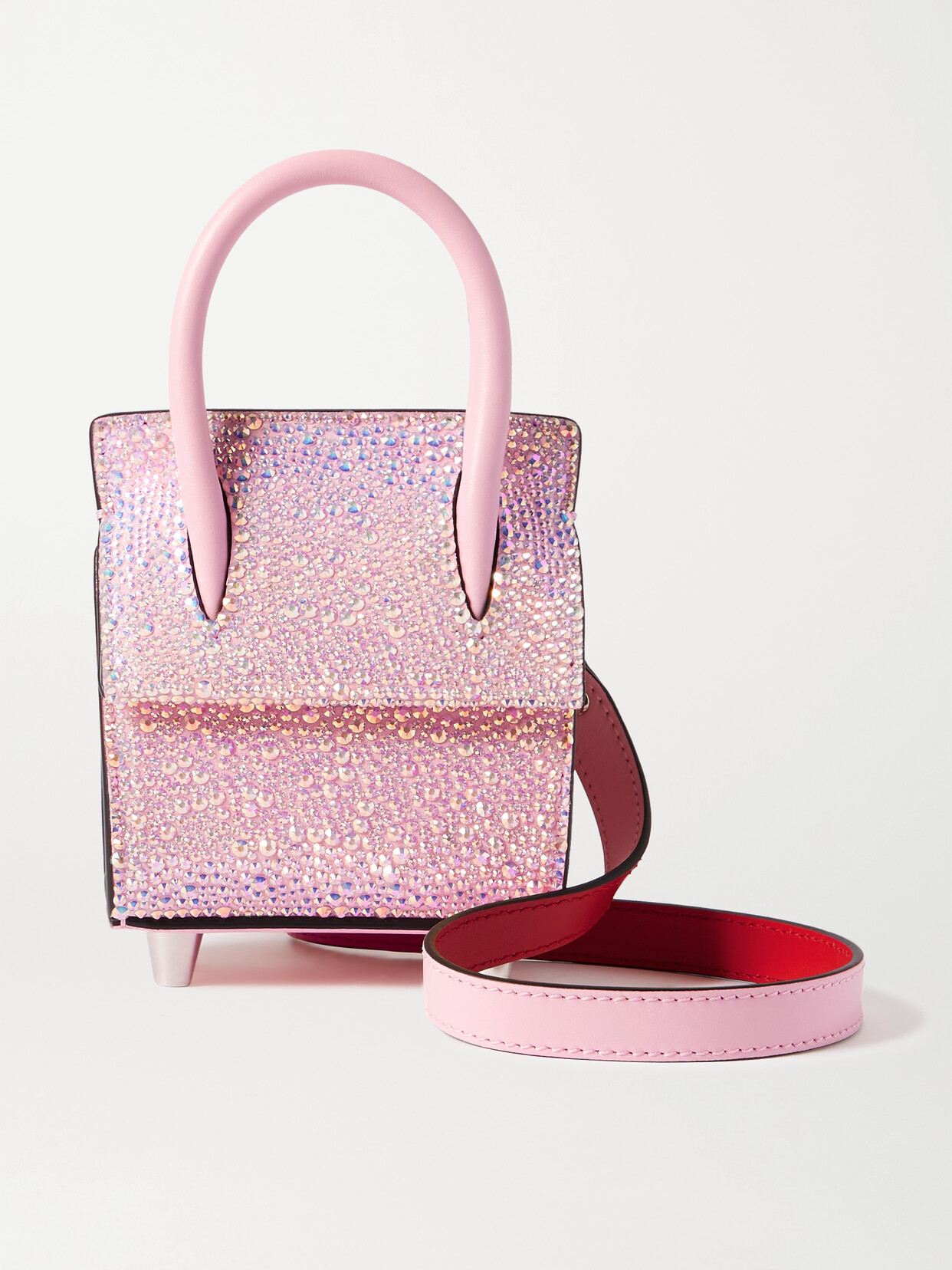 Christian Louboutin Paloma Nano Crystal-embellished Suede, Leather And Rubber Shoulder Bag