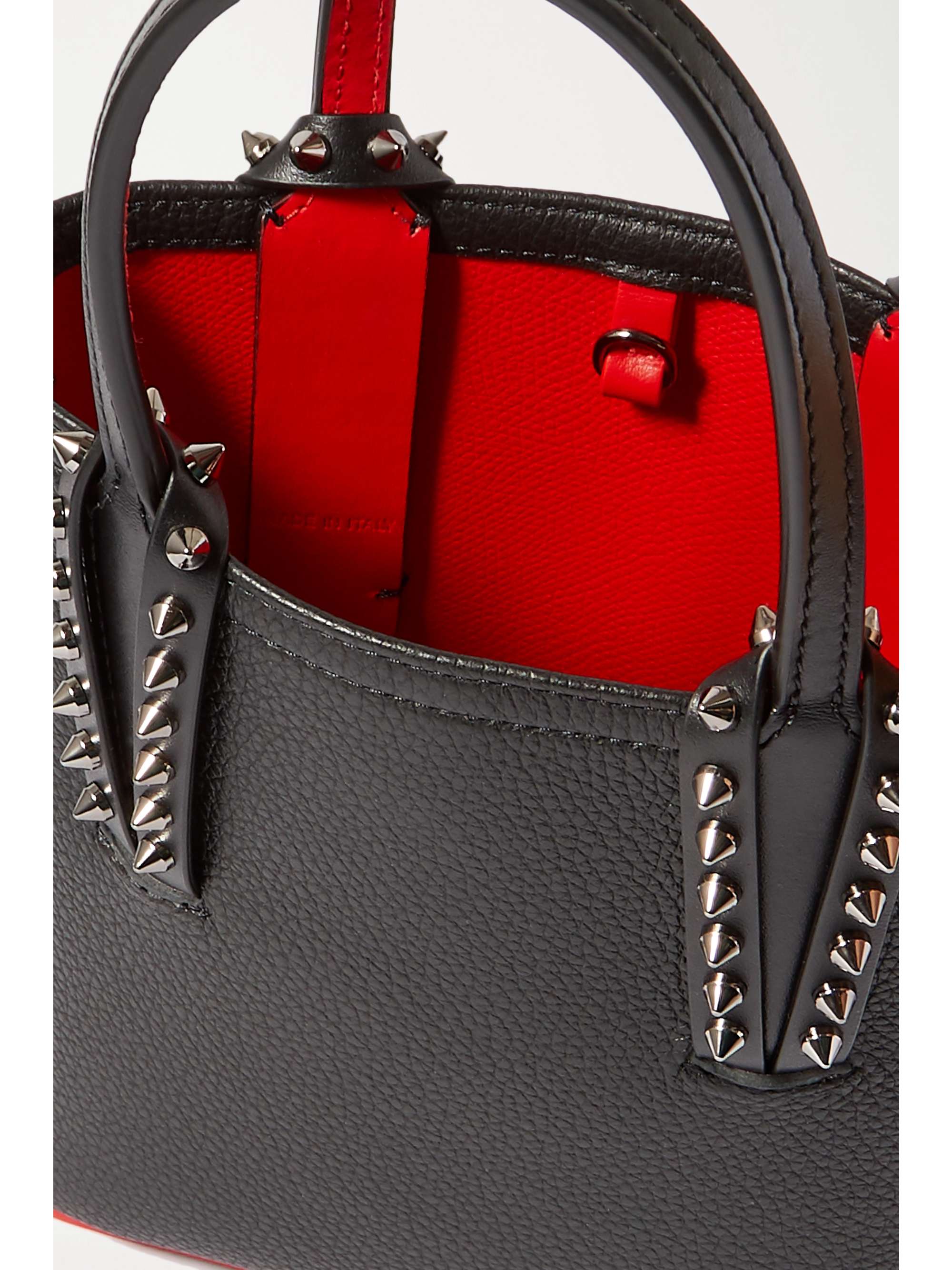 CHRISTIAN LOUBOUTIN Cabata mini spiked textured-leather tote