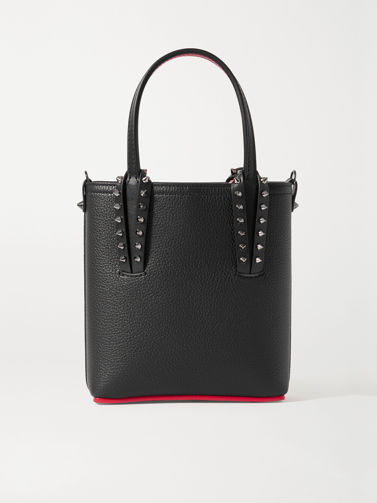 Christian Louboutin Cabata Mini Spiked Textured-leather Tote In Black