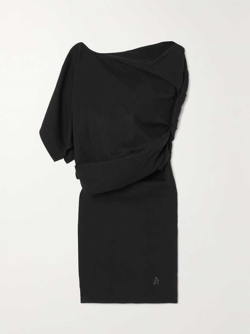 The Attico Asymmetric Draped Cotton-jersey Mini Dress - x large