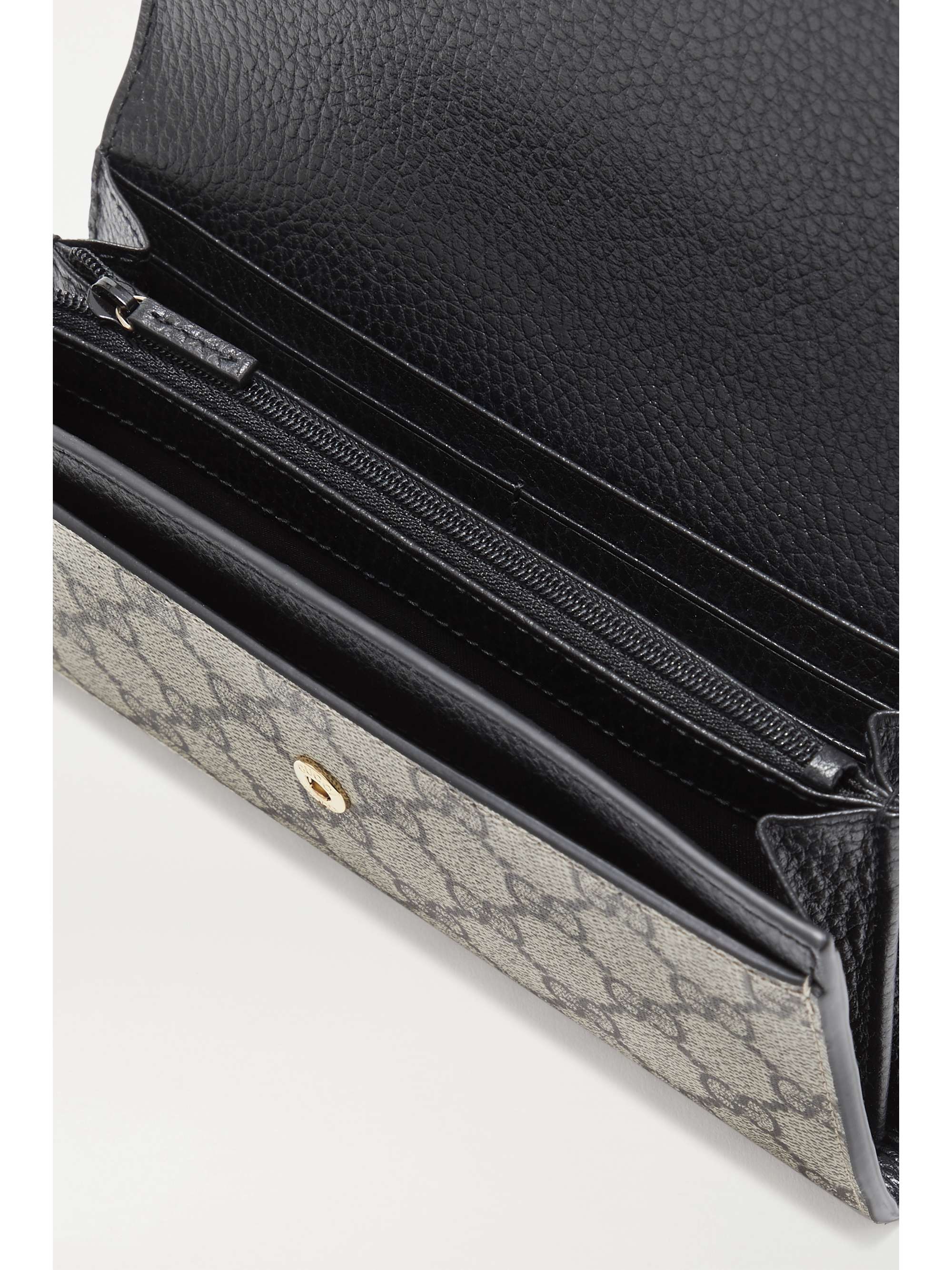 GUCCI + NET SUSTAIN GG Marmont Petite textured-leather and printed coated-canvas continental wallet
