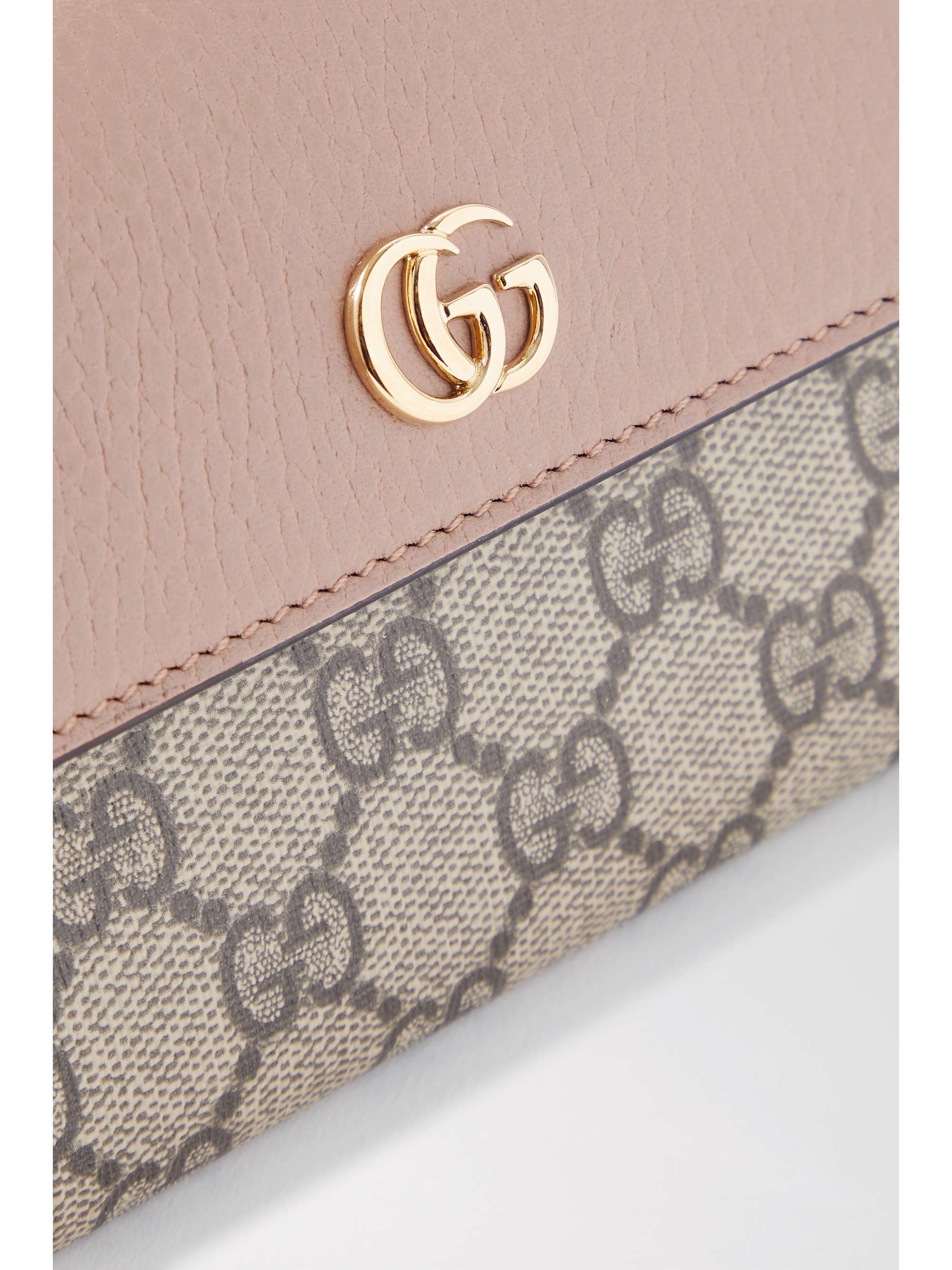 GUCCI + NET SUSTAIN GG Marmont Petite textured-leather and printed coated-canvas continental wallet