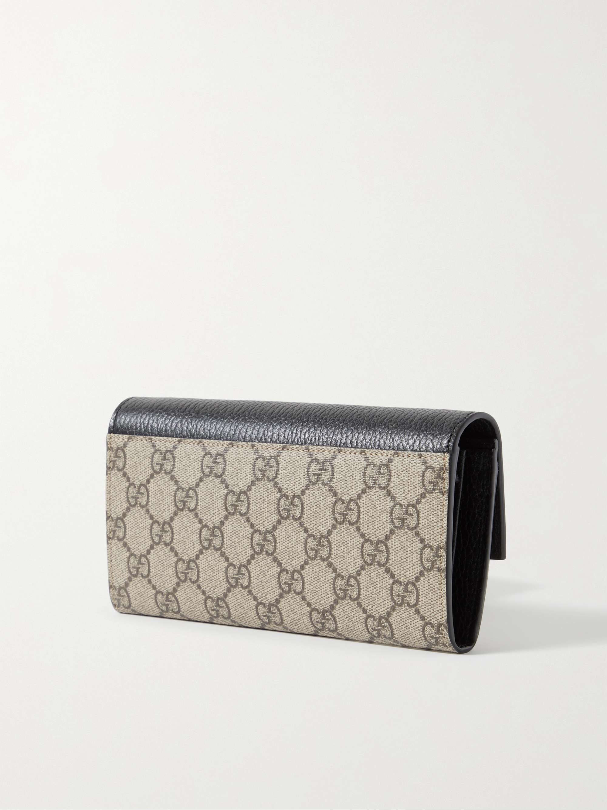 GUCCI + NET SUSTAIN GG Marmont Petite textured-leather and printed coated-canvas shoulder bag