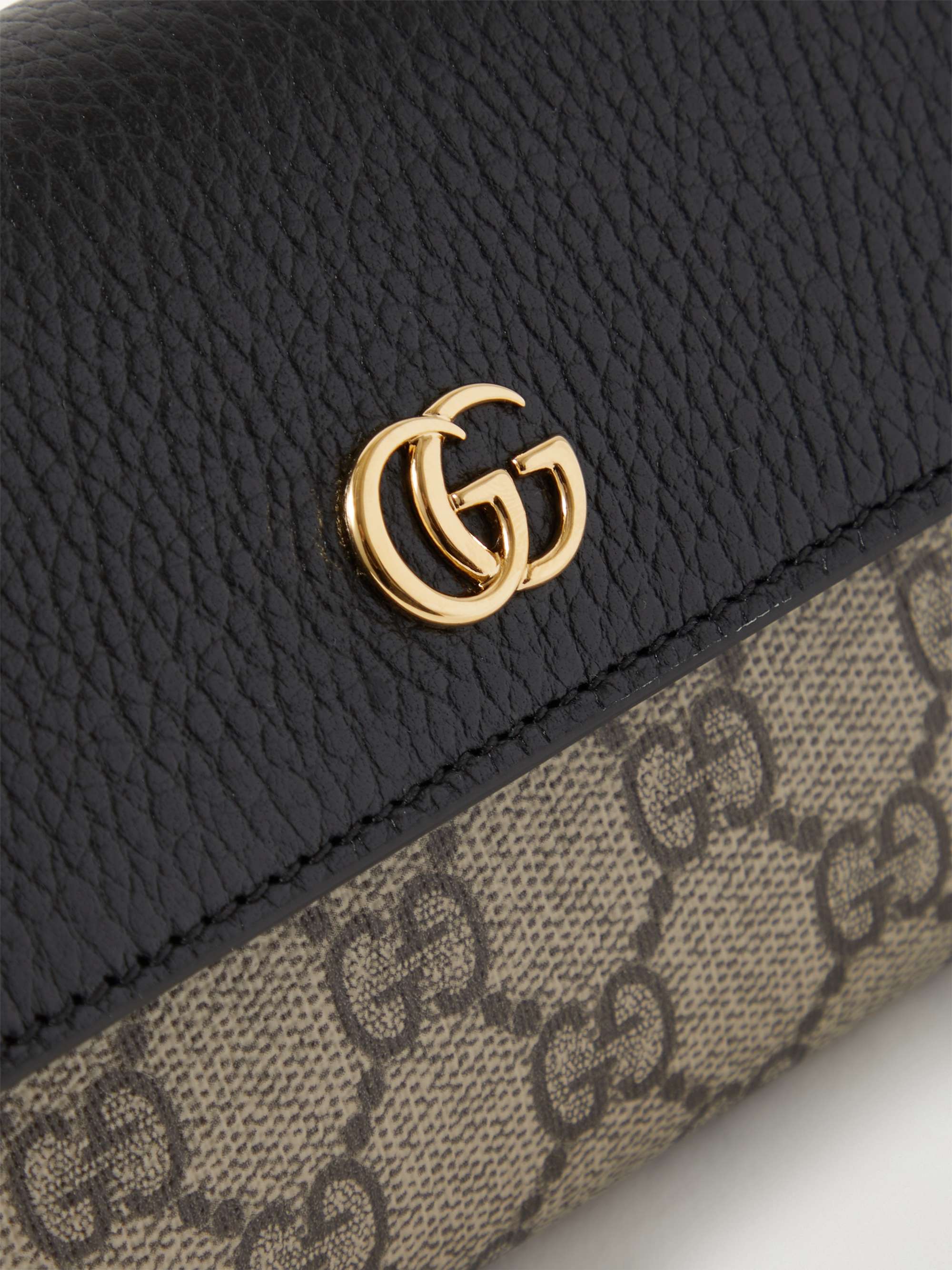 GUCCI GG Marmont Petite textured-leather and printed coated-canvas wallet