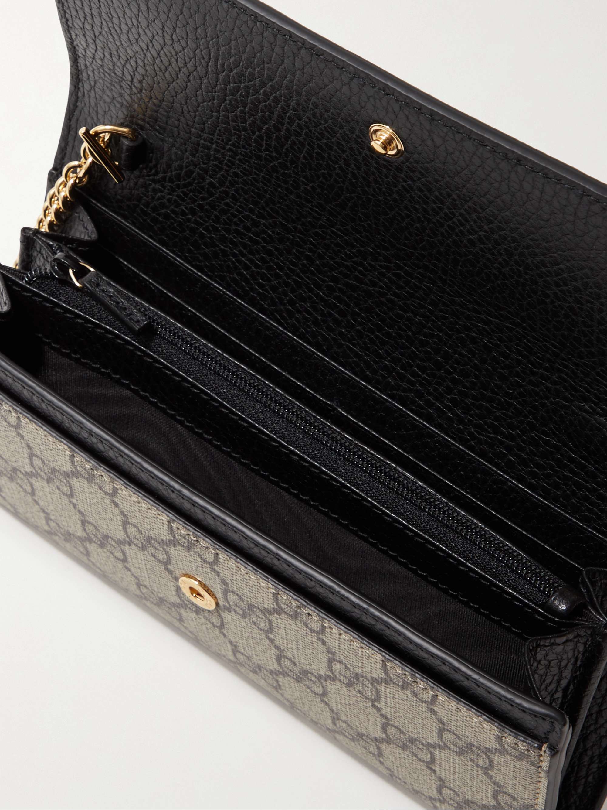 GUCCI + NET SUSTAIN GG Marmont Petite textured-leather and printed coated-canvas shoulder bag