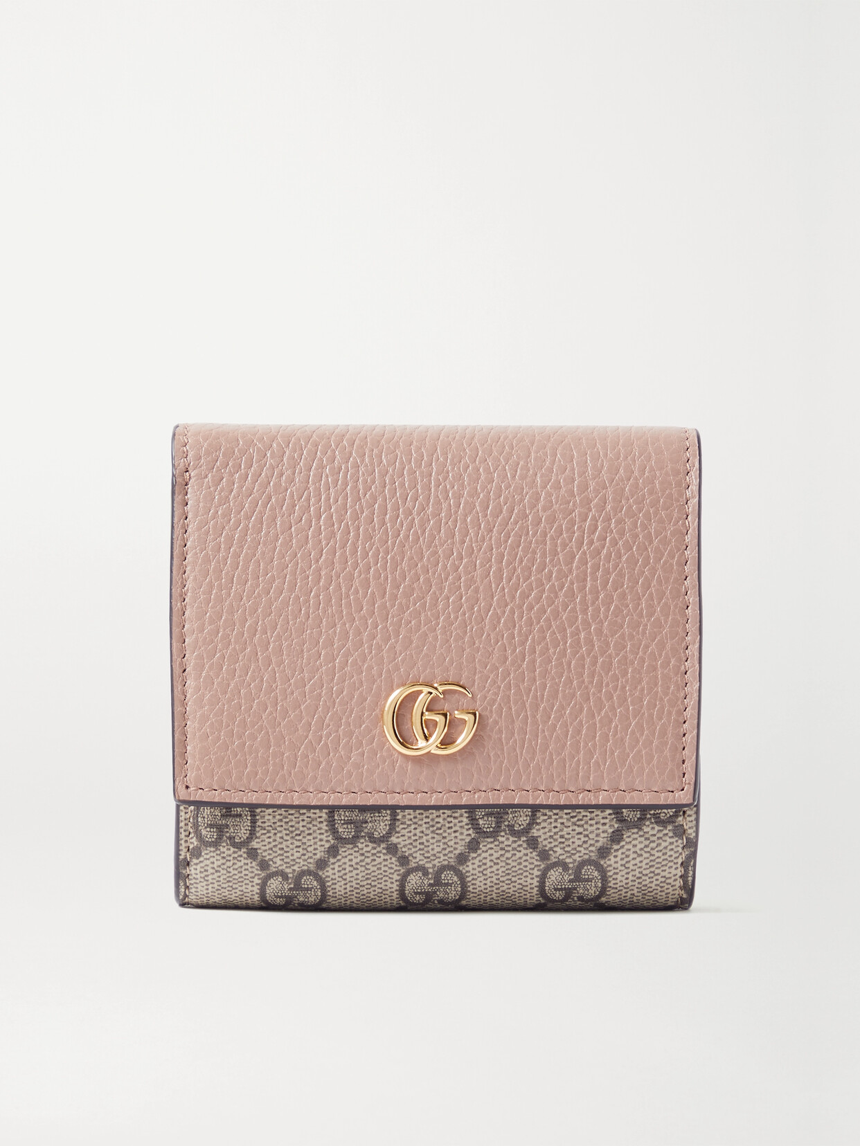 Gucci + Net Sustain Gg Marmont Petite Medium Textured-leather And Printed Coated-canvas Wallet