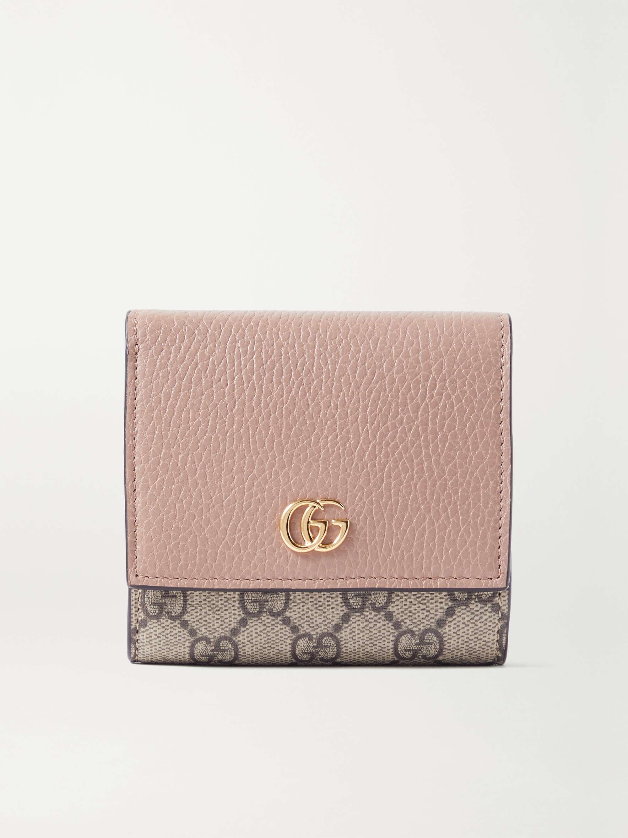 GUCCI GG Marmont Petite textured-leather and printed coated-canvas wallet