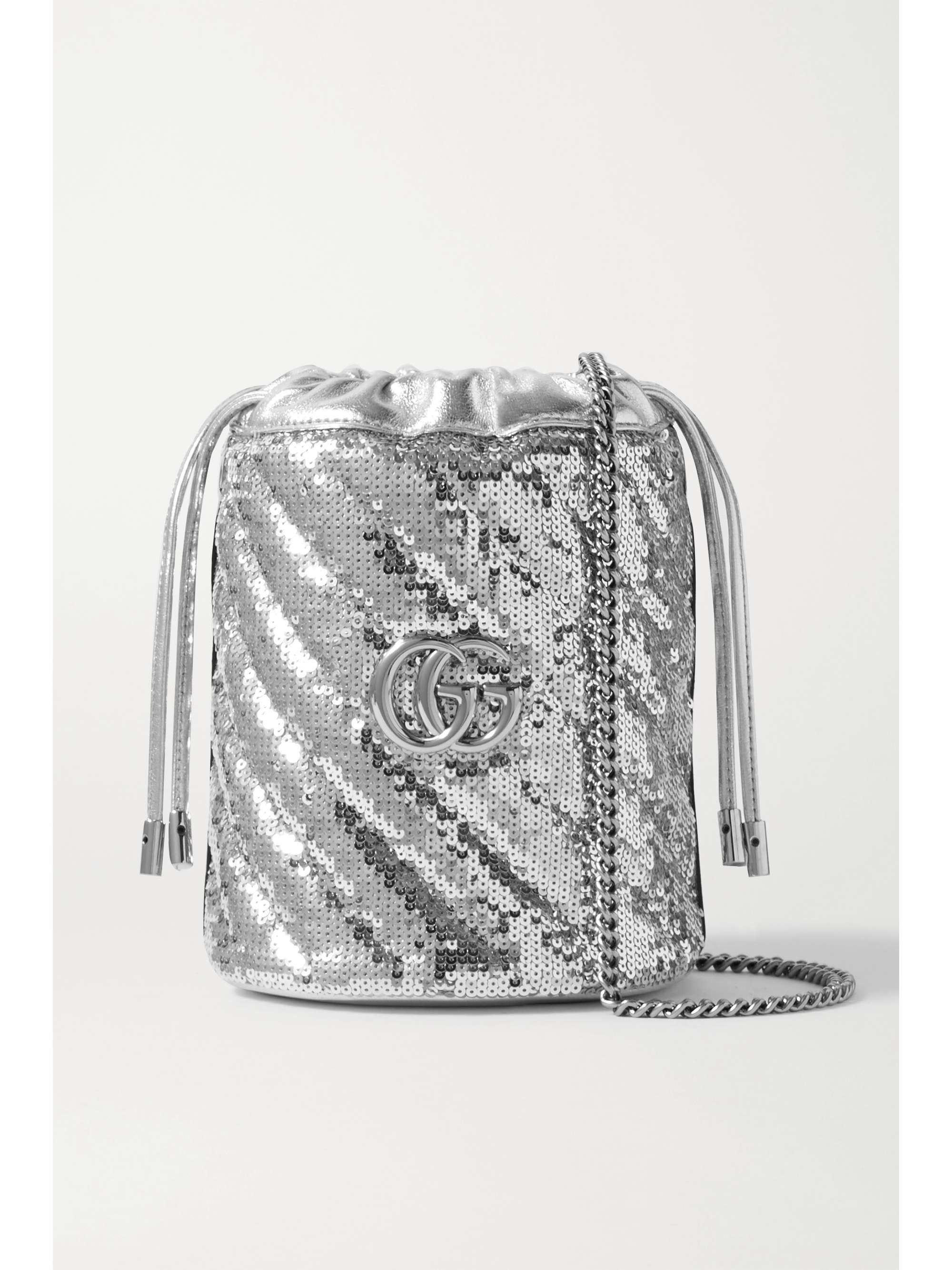 silver bucket bag