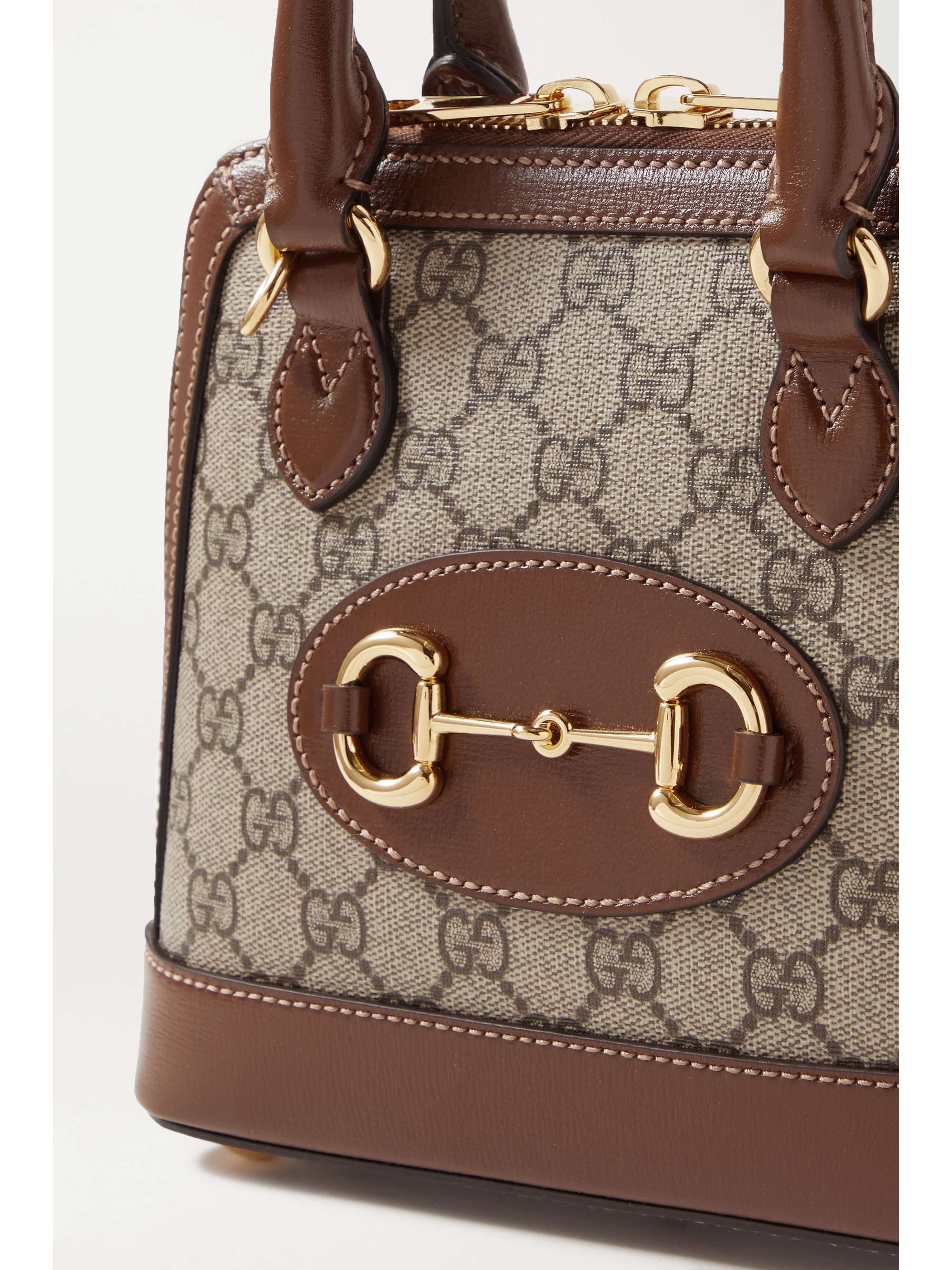 GUCCI Horsebit 1955 mini leathertrimmed printed coatedcanvas tote