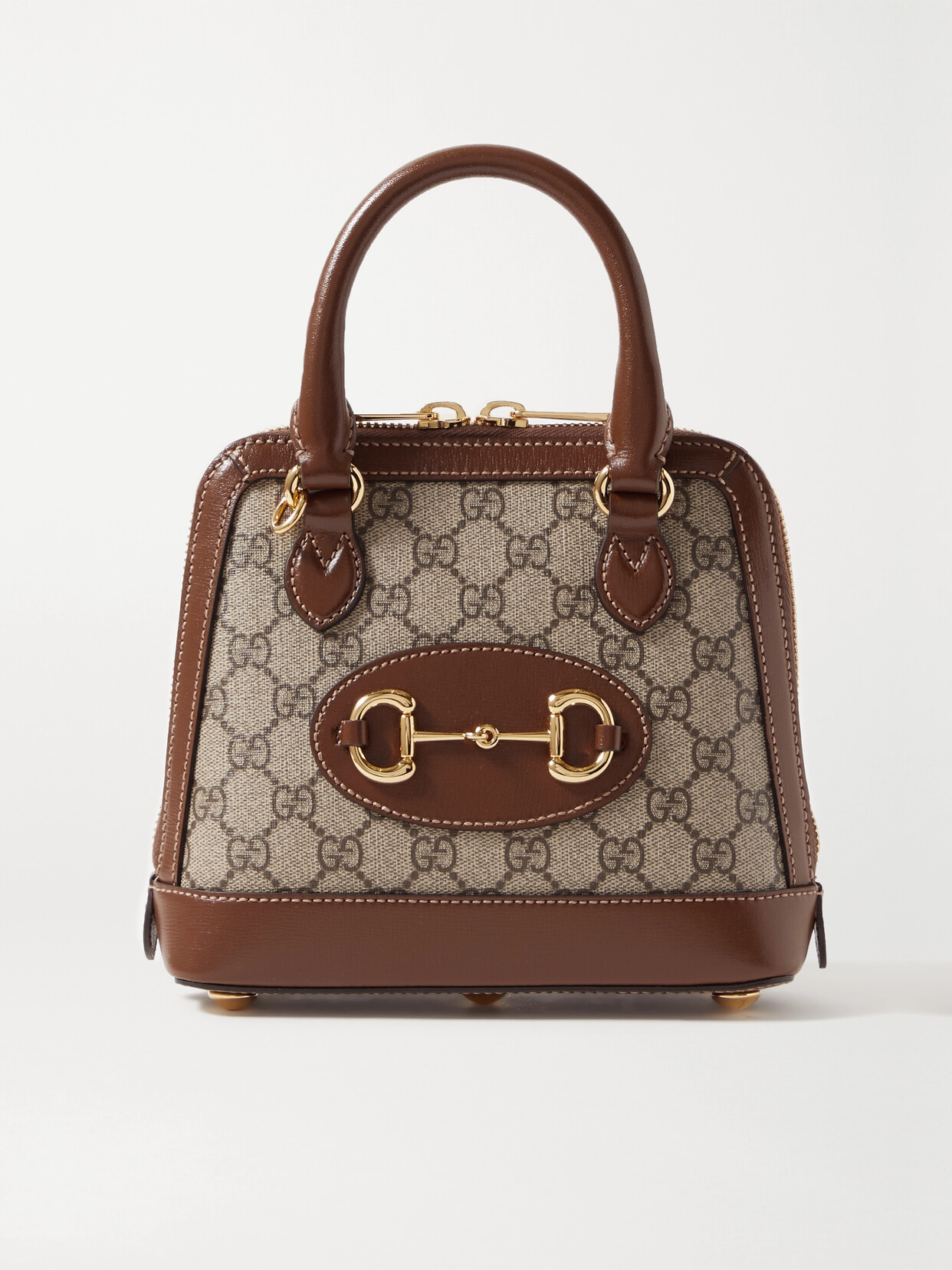 Gucci Horsebit 1955 Mini Leather-trimmed Printed Coated-canvas Tote
