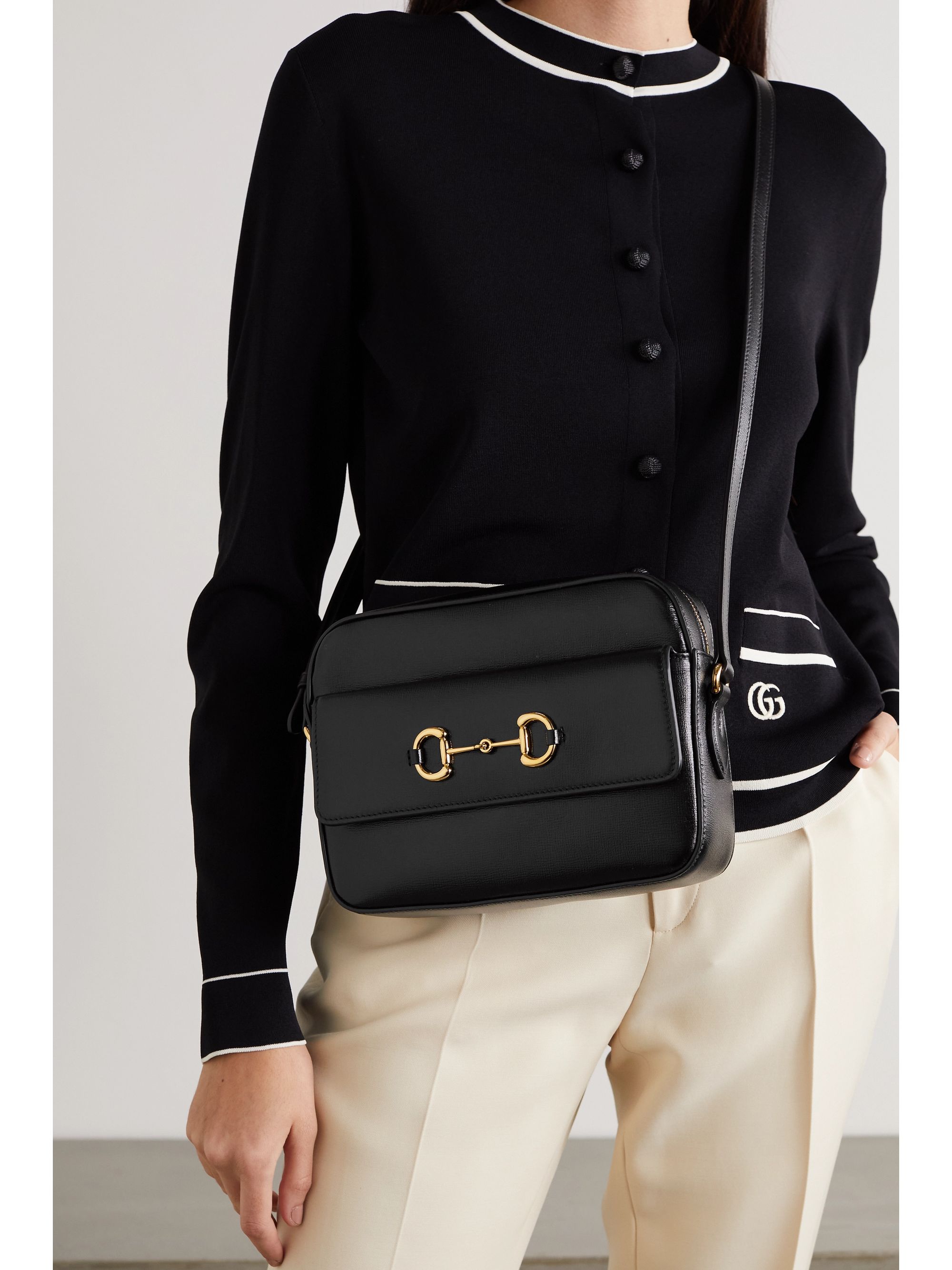 Black Horsebit 1955 small color-block leather shoulder bag | GUCCI ...