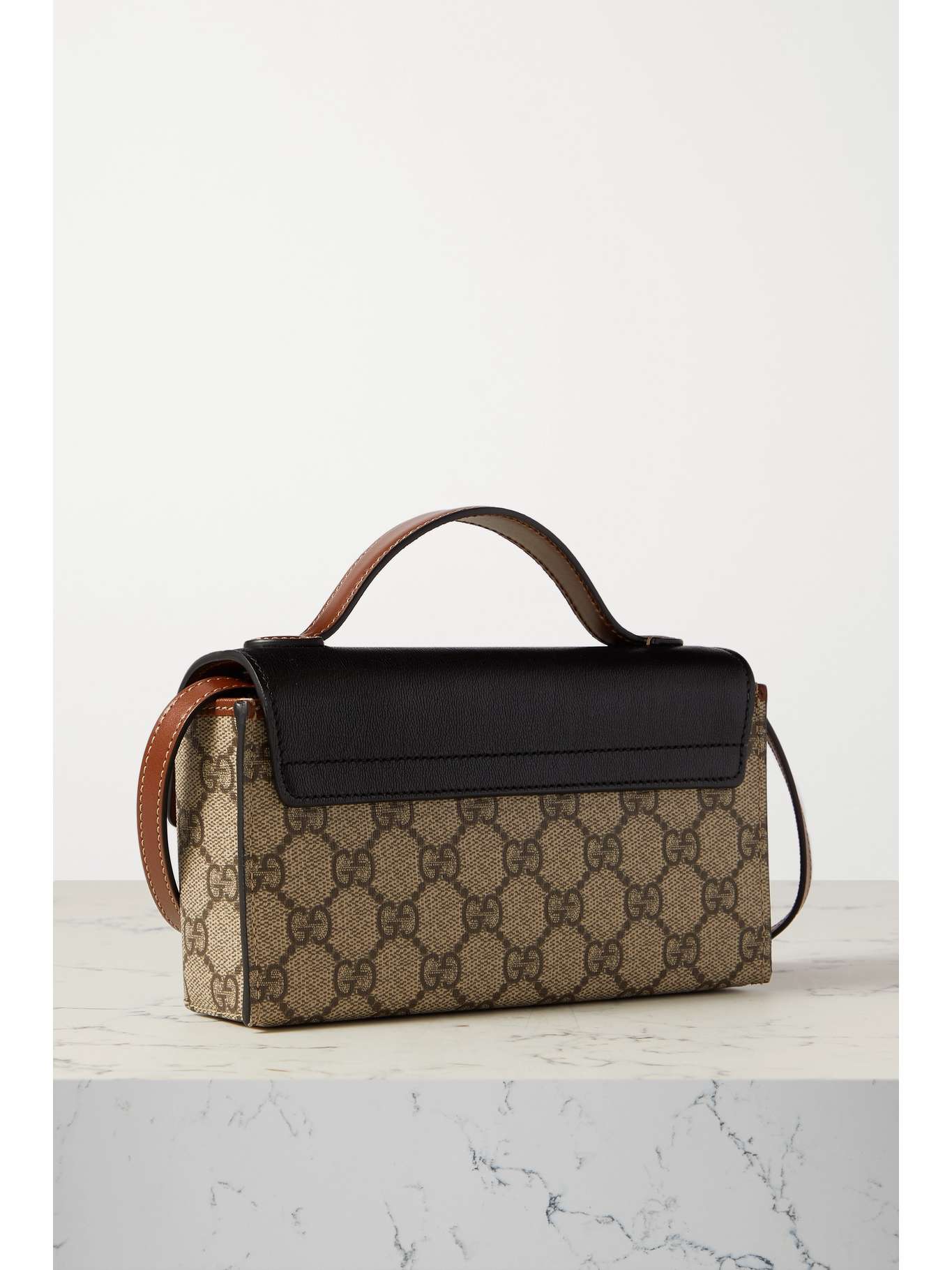 GUCCI Padlock leather and printed coatedcanvas tote NETAPORTER