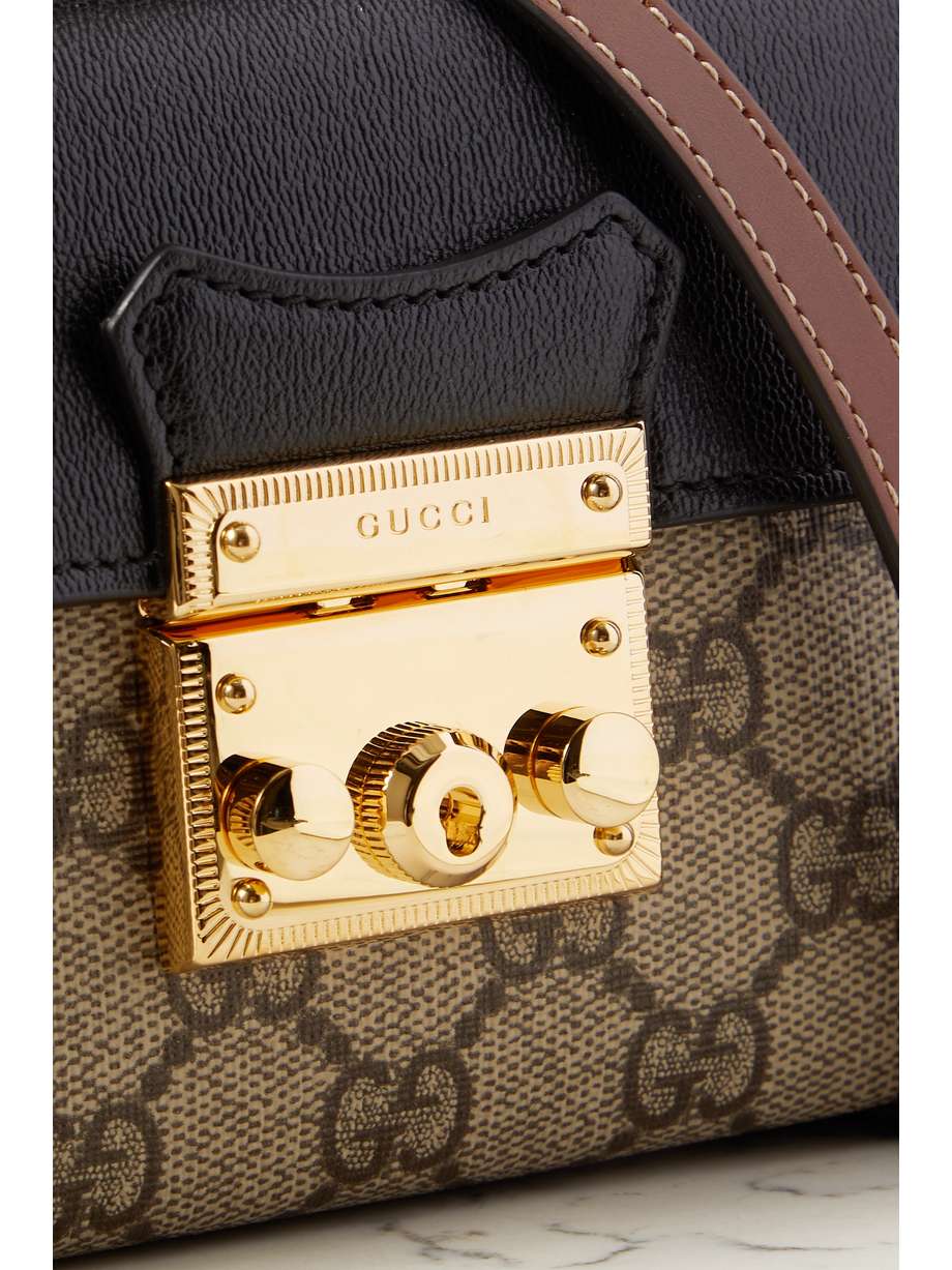 GUCCI Padlock leather and printed coatedcanvas tote NETAPORTER