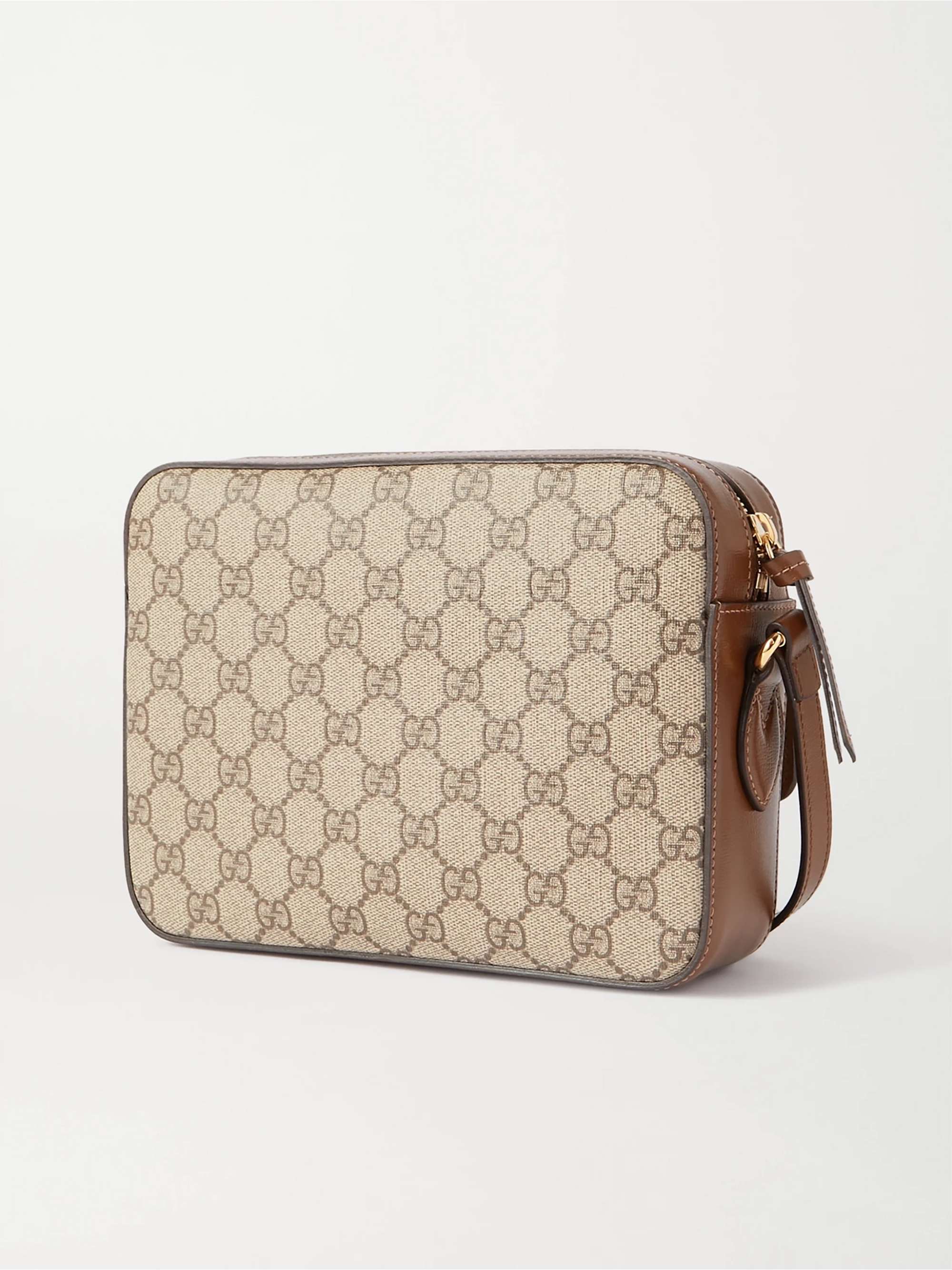 GUCCI Horsebit 1955 small leather-trimmed printed coated-canvas shoulder bag