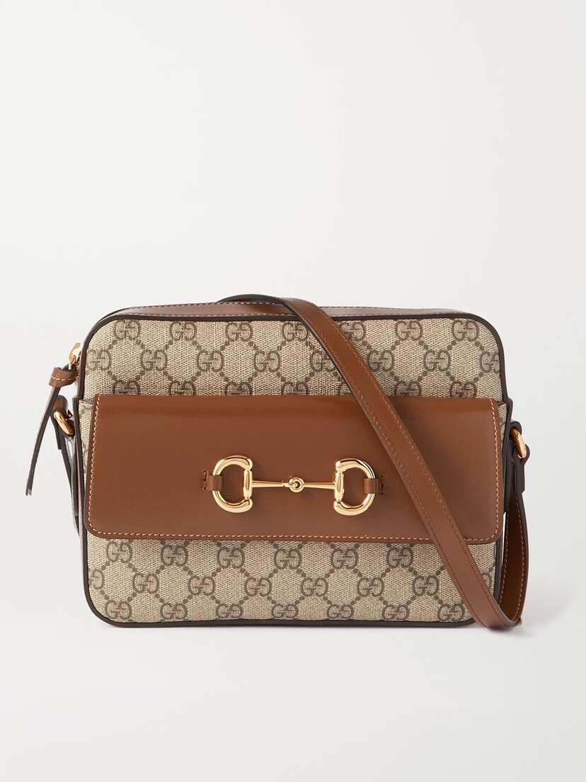 Gucci Horsebit 1955 Small Leather-trimmed Printed Coated-canvas Shoulder Bag