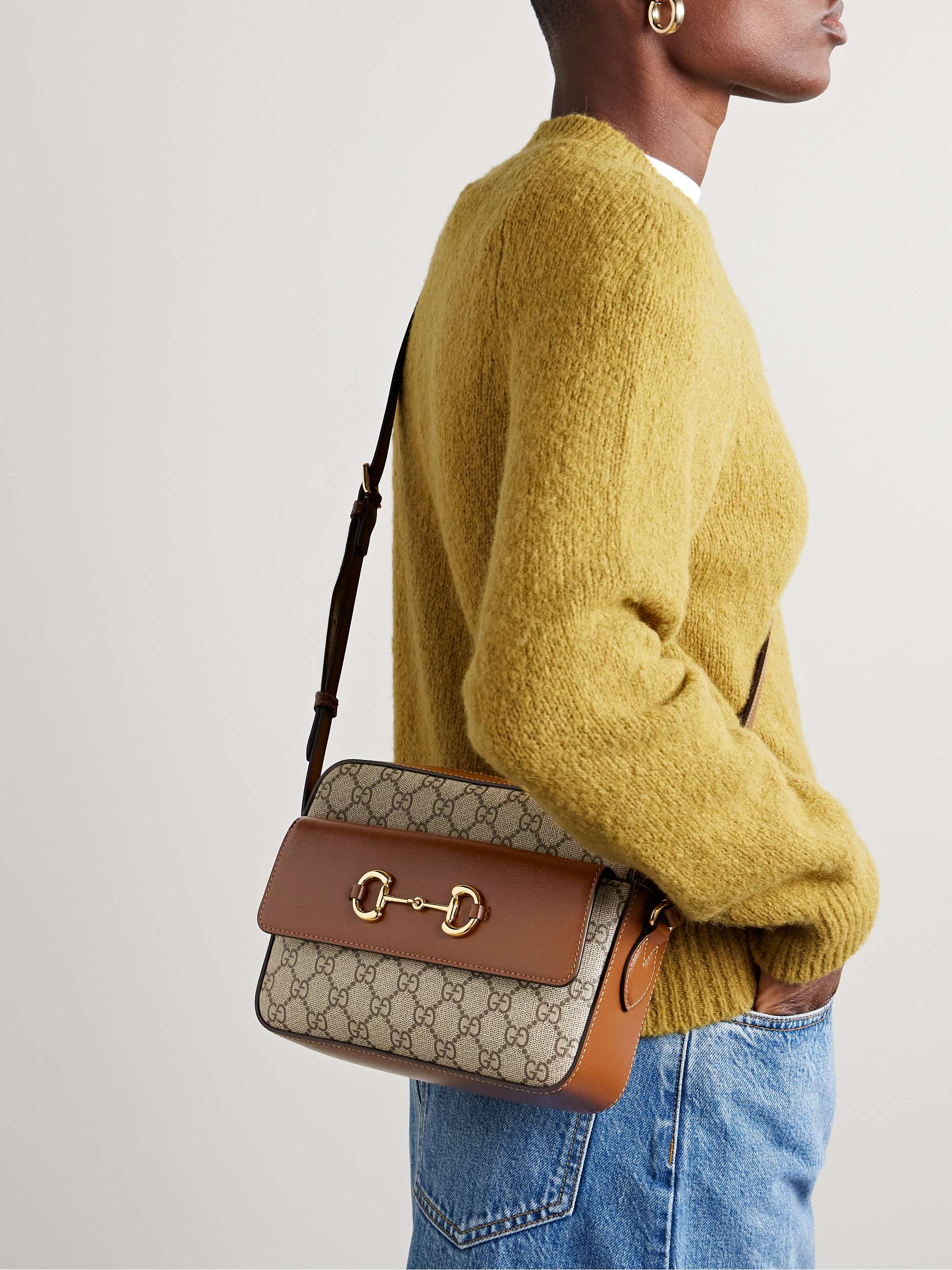 Gucci Horsebit 1955 Small Shoulder Bag (Brown)