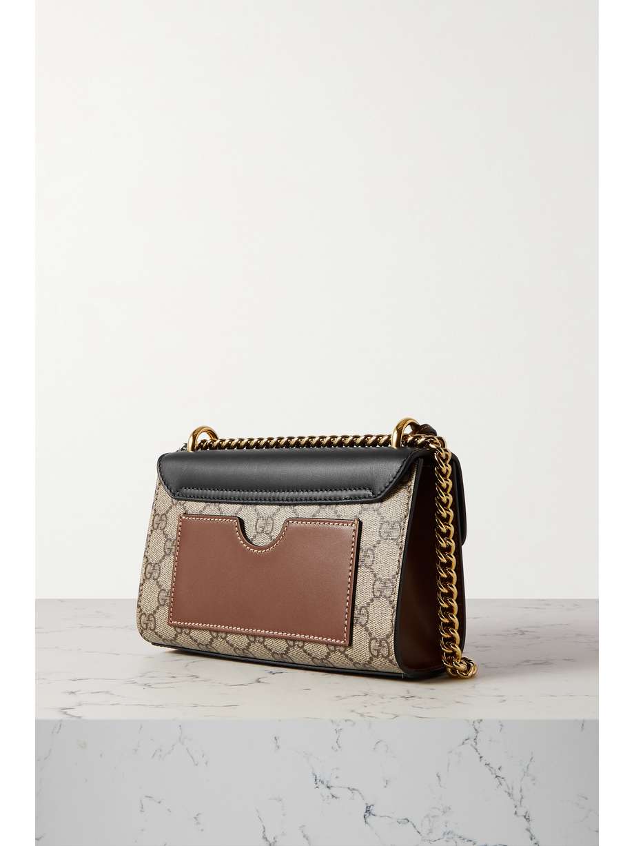 GUCCI Padlock leather and printed coatedcanvas shoulder bag NETAPORTER