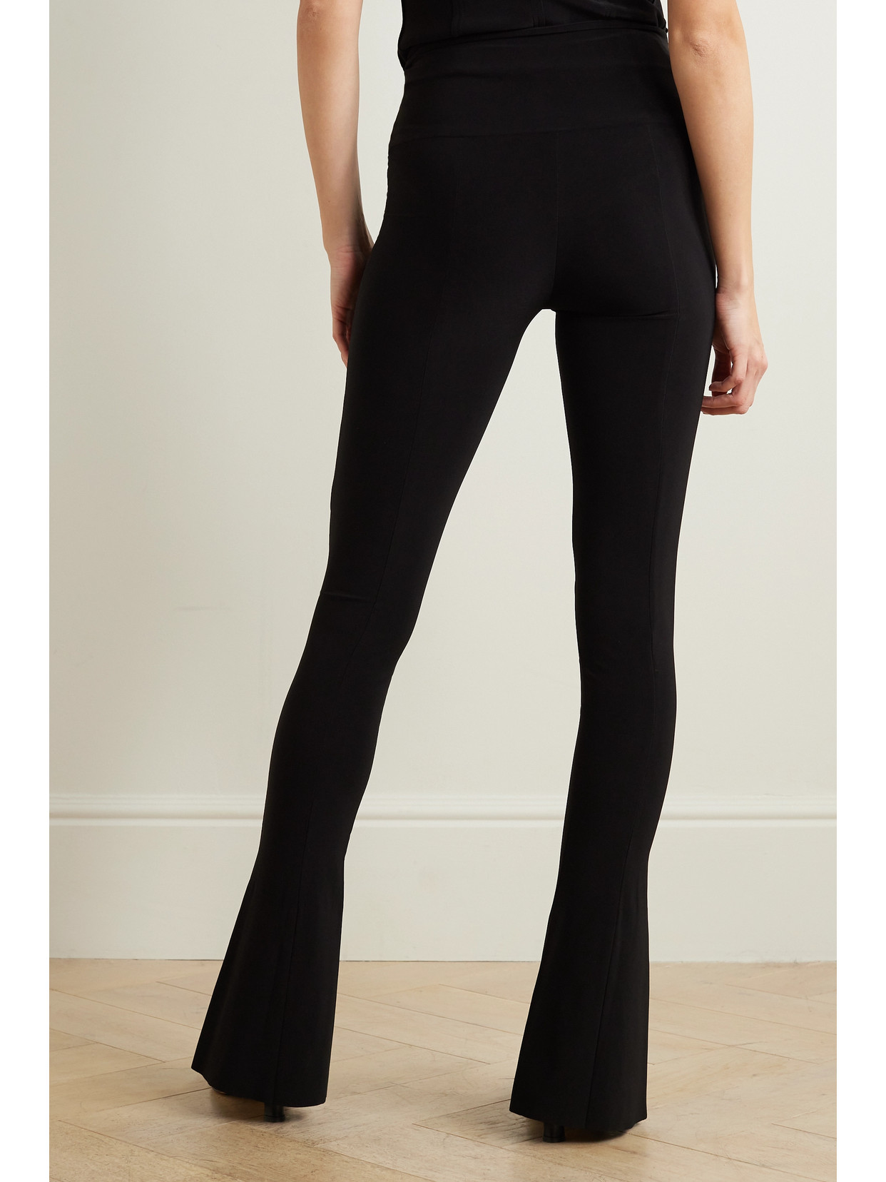 Shop Norma Kamali Spat Stretch-jersey Flared Leggings In Black