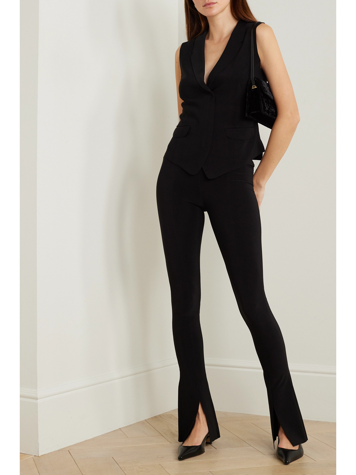 Shop Norma Kamali Spat Stretch-jersey Flared Leggings In Black