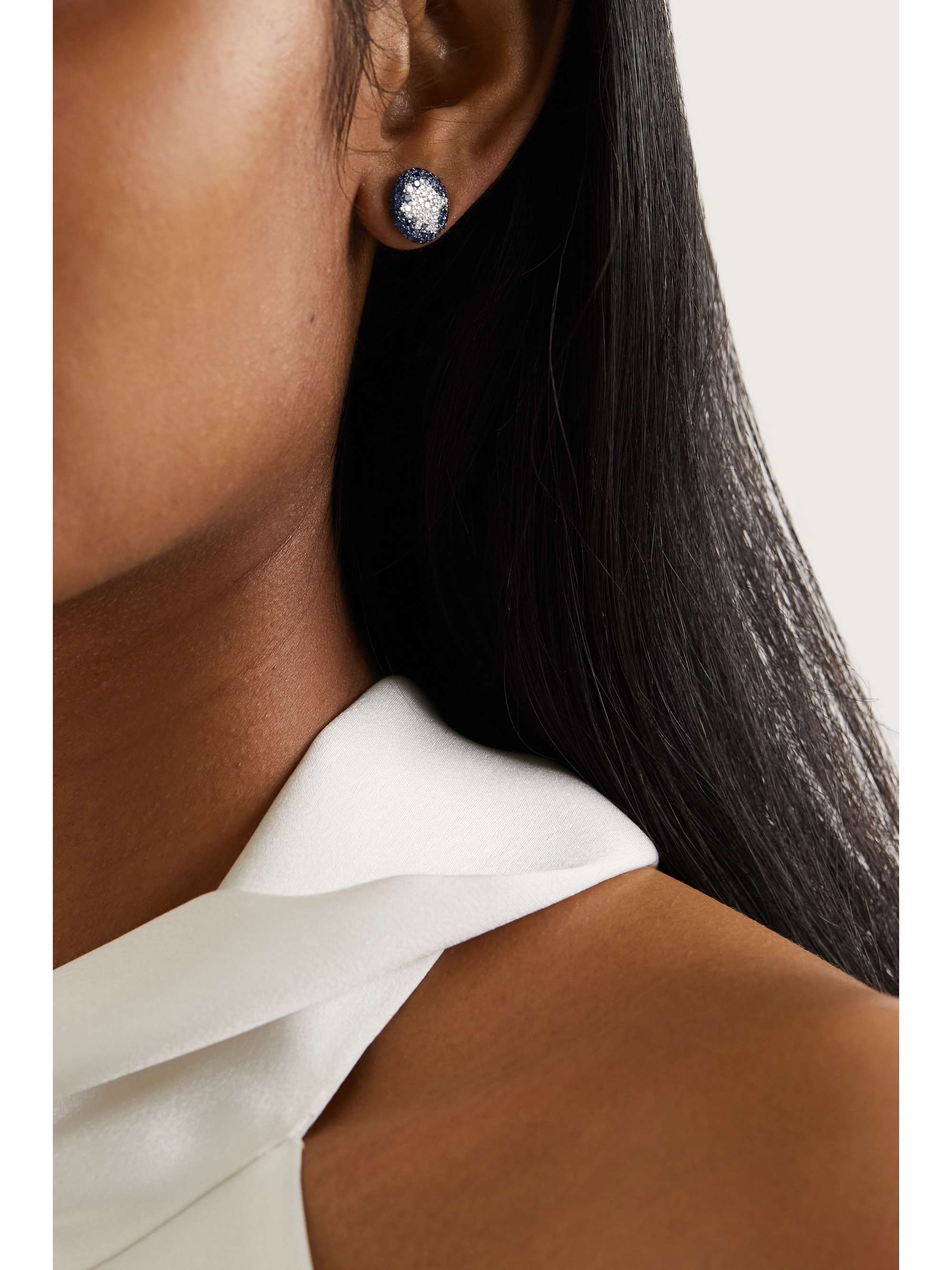 MARTIN KATZ 18-karat white gold, sapphire and diamond earrings