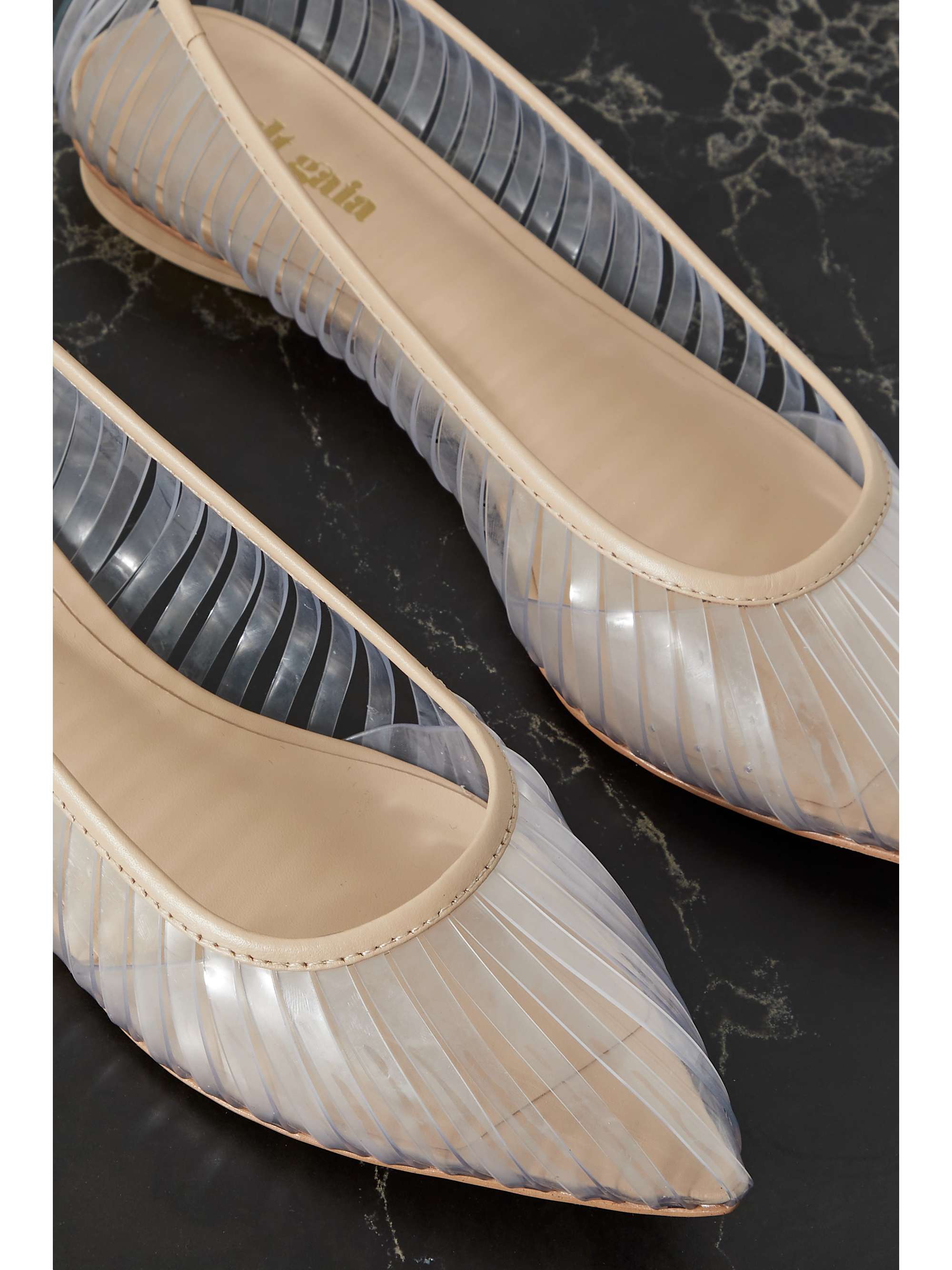 CULT GAIA Leena leather-trimmed PVC point-toe flats