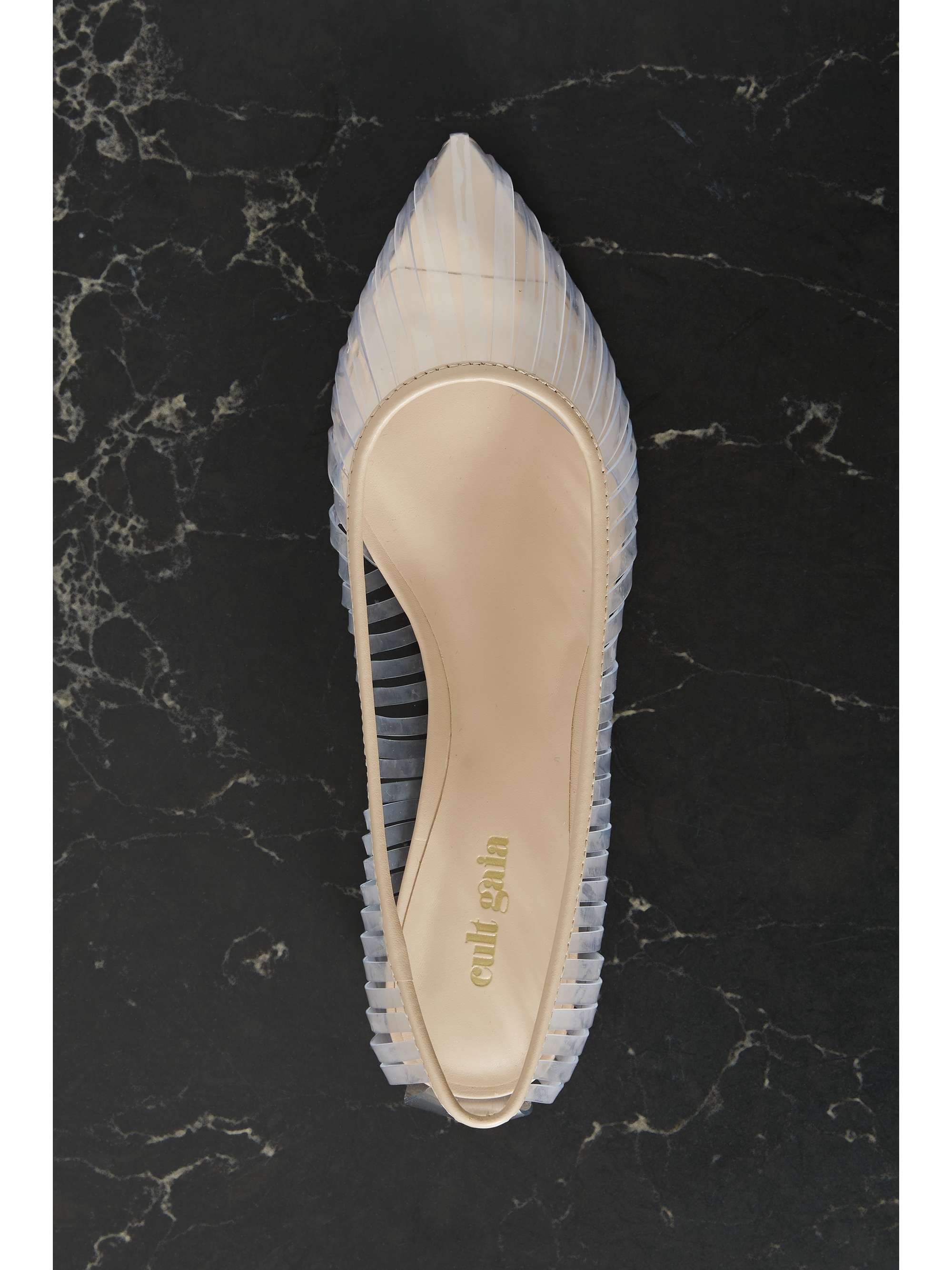 CULT GAIA Leena leather-trimmed PVC point-toe flats