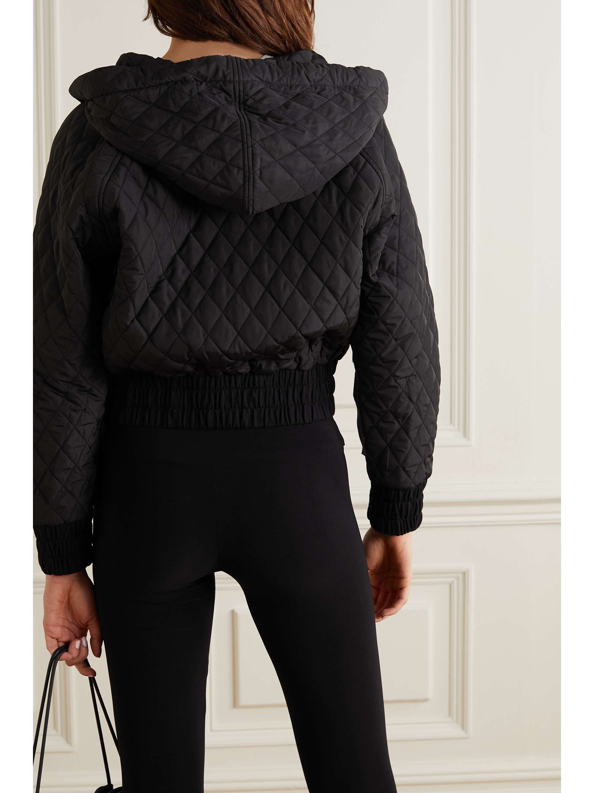 cropped hooded bomber jacket