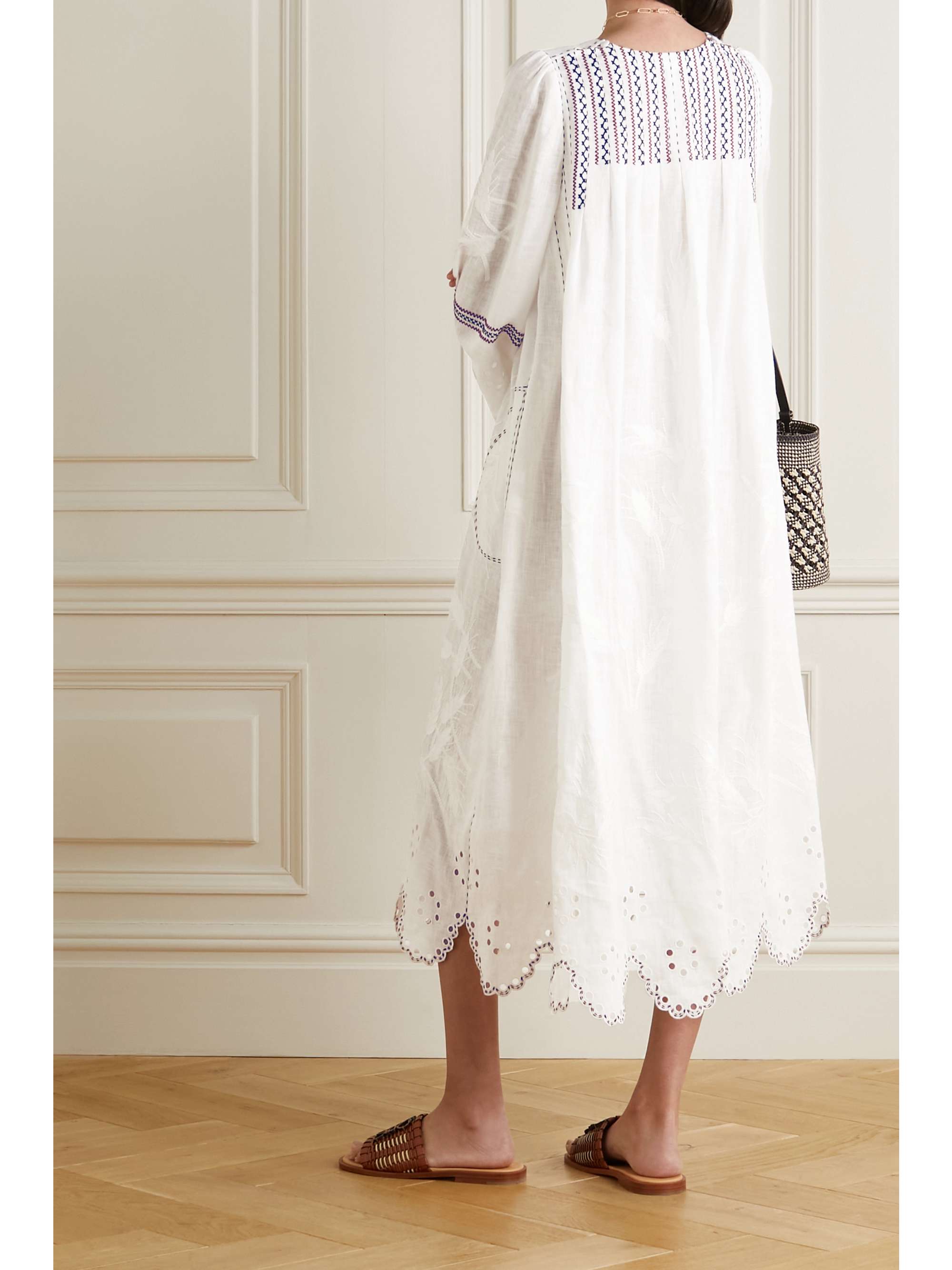 VITA KIN Anouk embroidered broderie anglaise linen midi dress