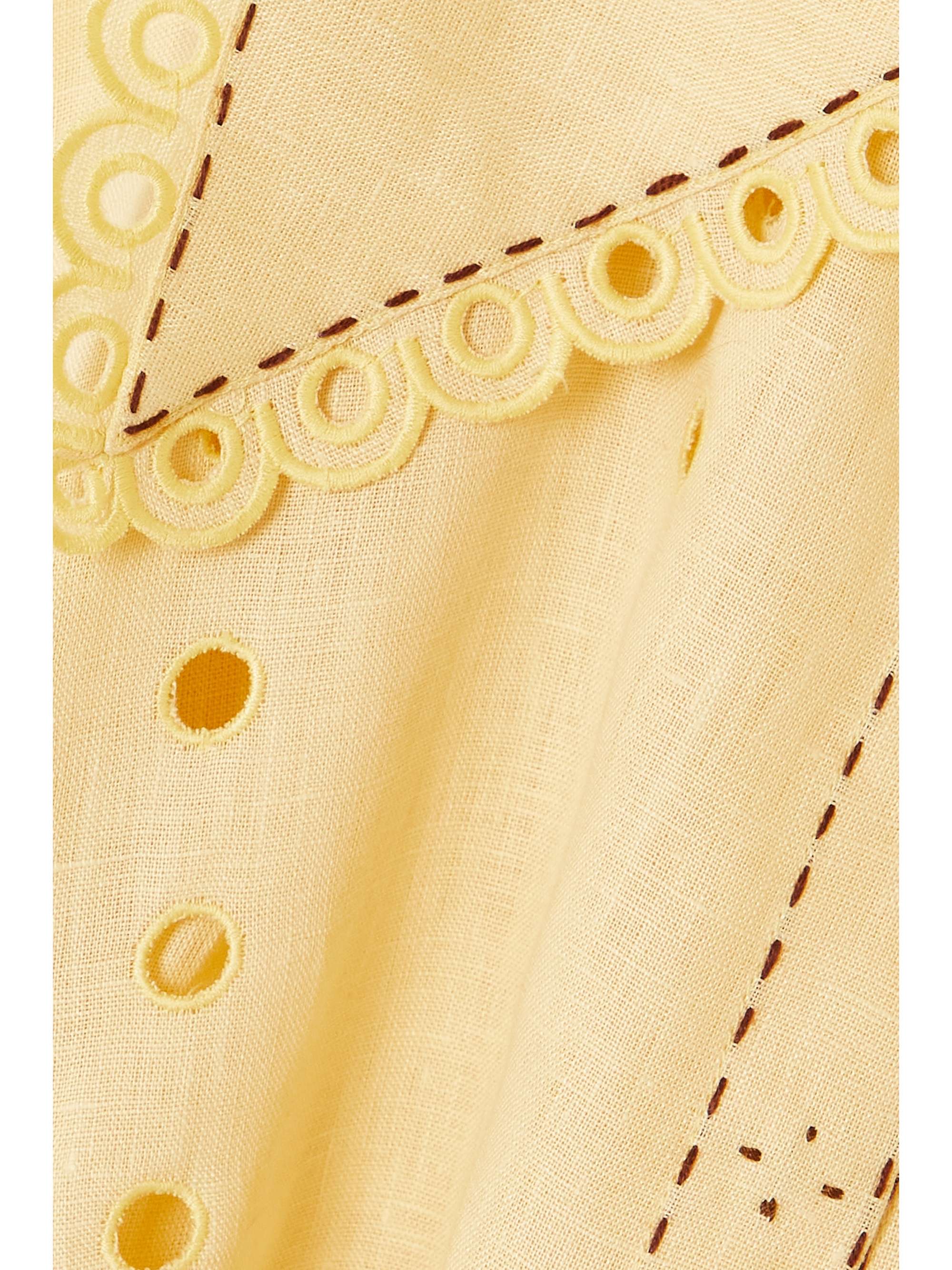 VITA KIN Charlotte belted broderie anglaise linen midi shirt dress