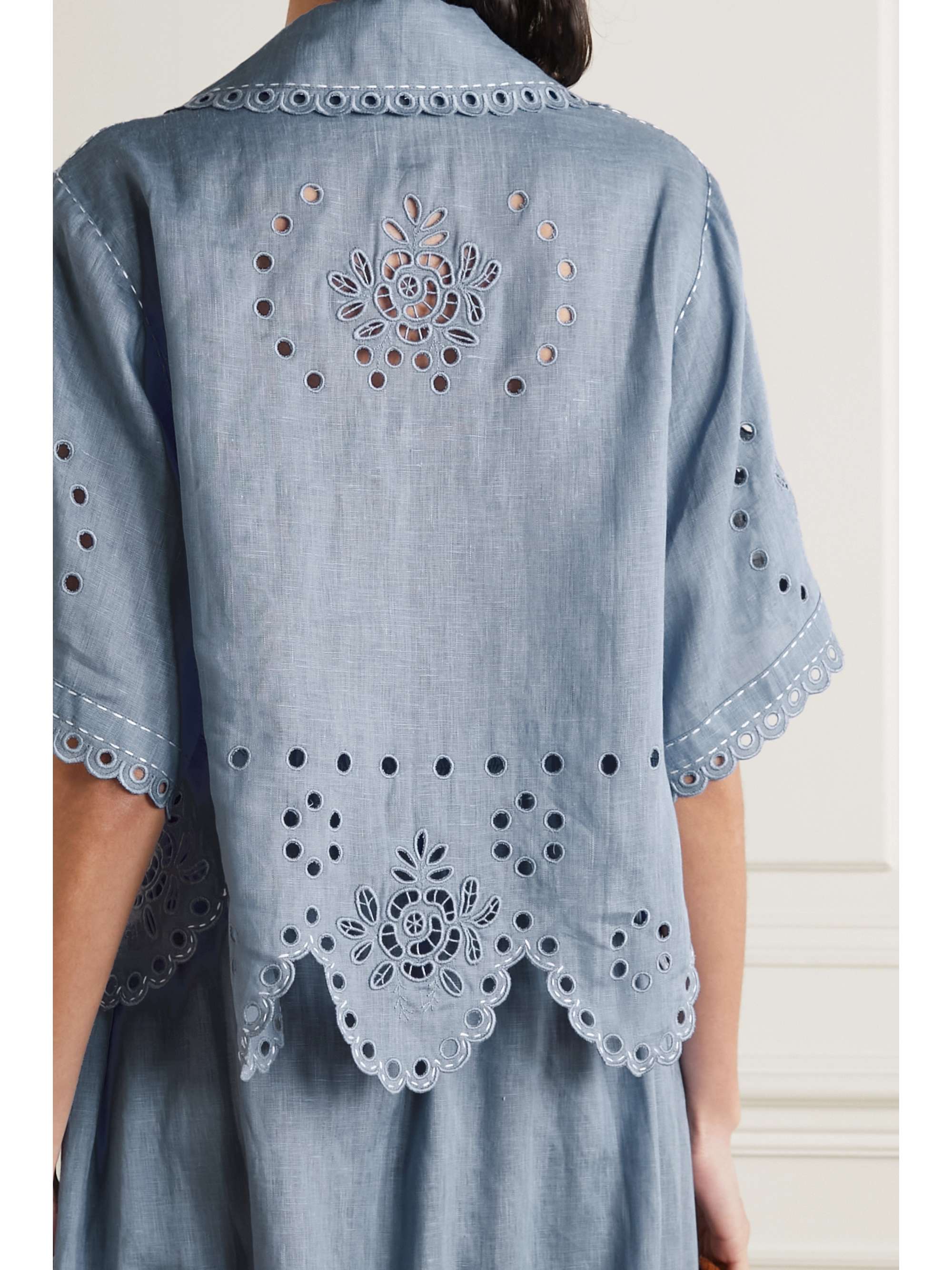 VITA KIN Colette scalloped broderie anglaise linen blouse