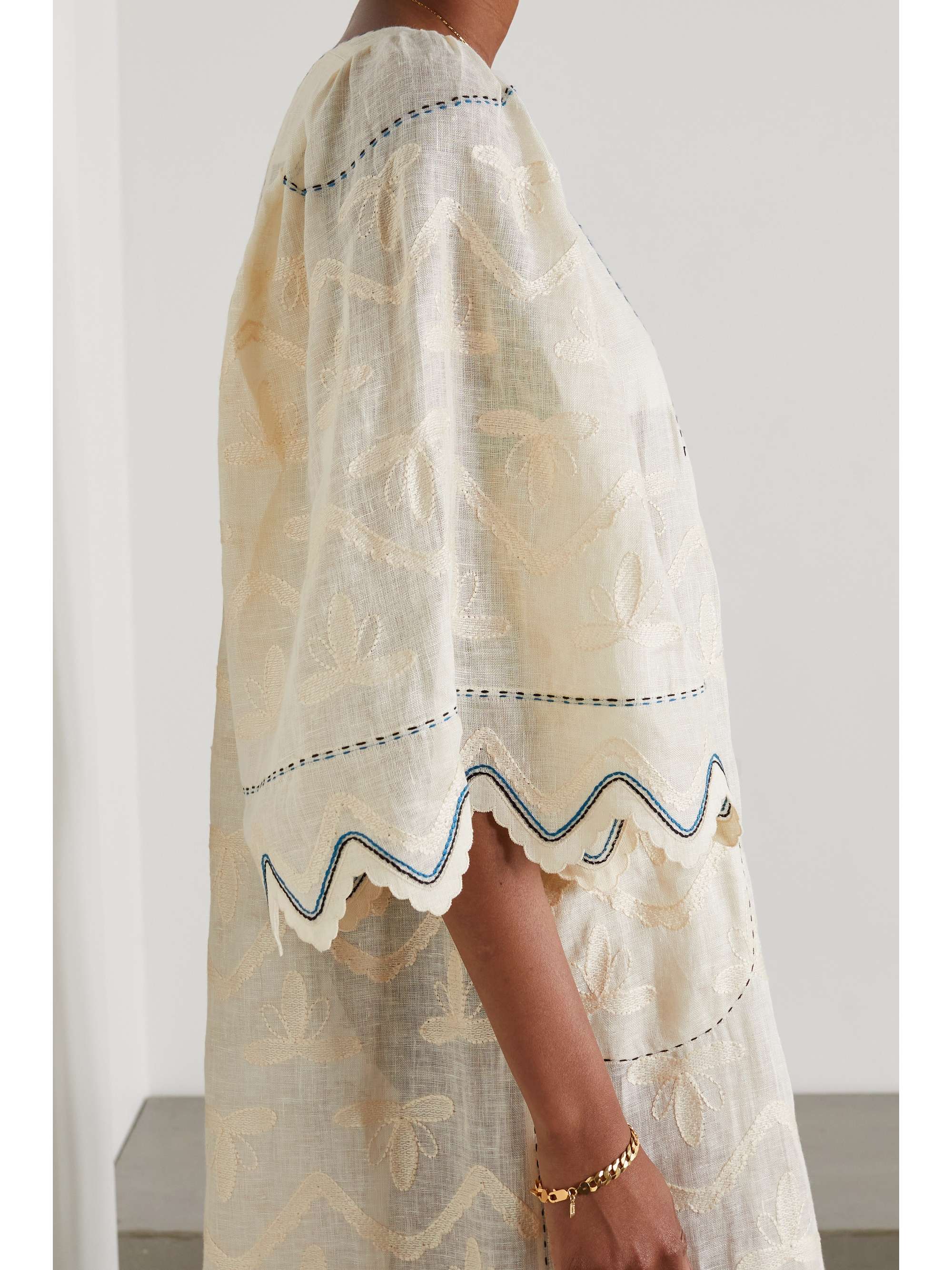 VITA KIN Virginie embroidered linen midi dress