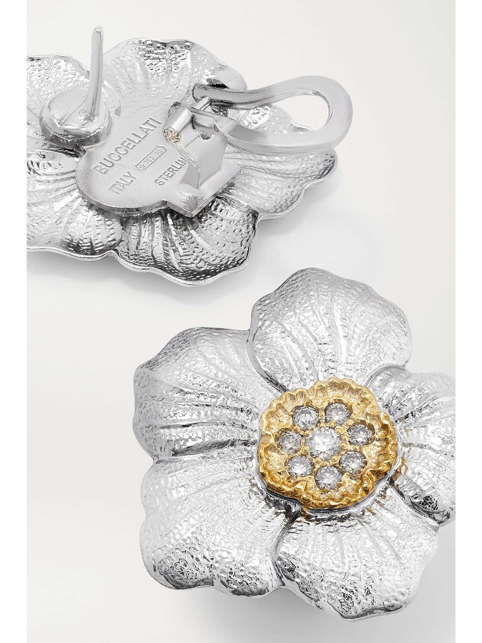 BUCCELLATI Gardenia sterling silver and pink gold vermeil sapphire earrings